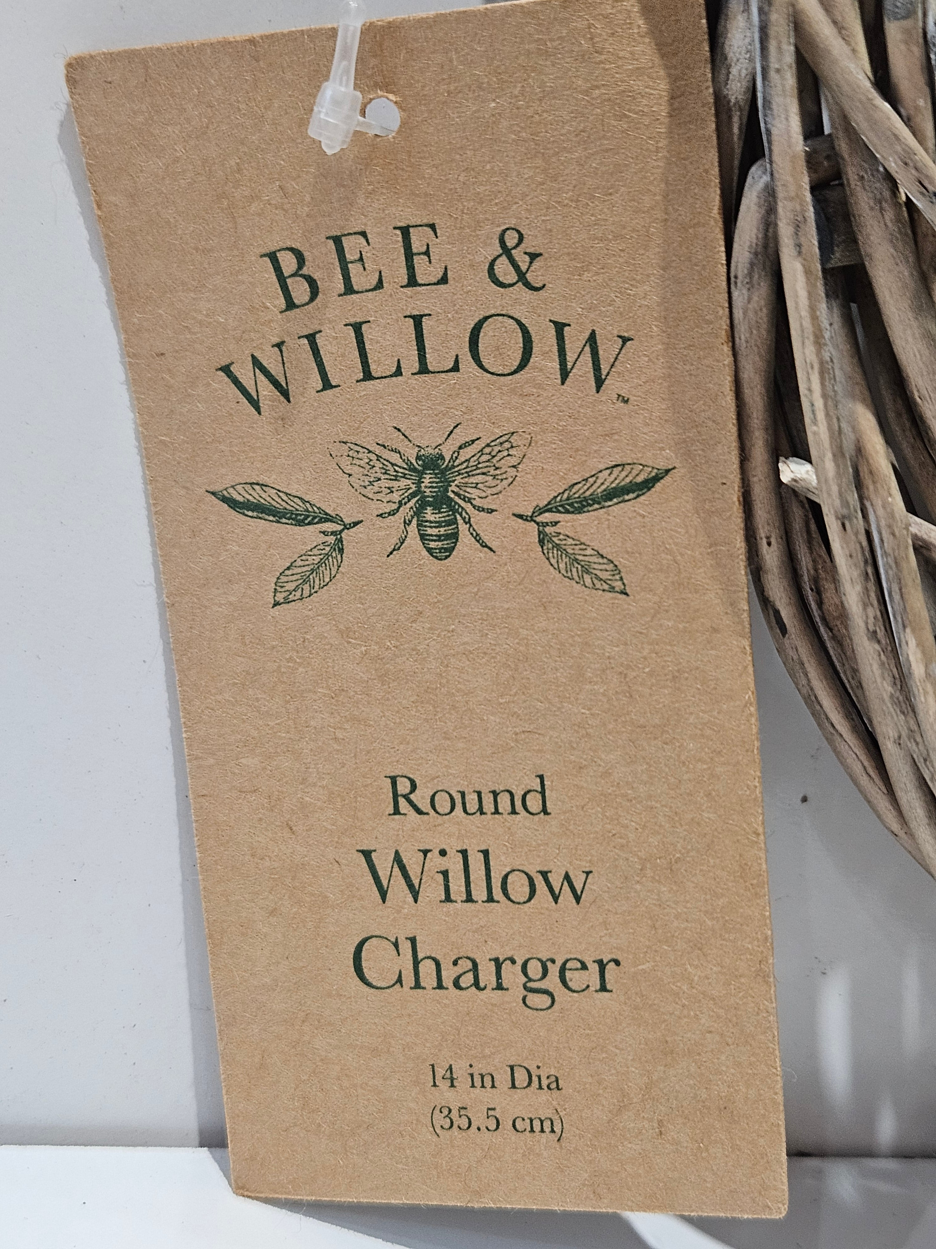 Bee & Willow 14 Inch Round Willow Charger Plate Woven Rattan Farmhouse Table Decor