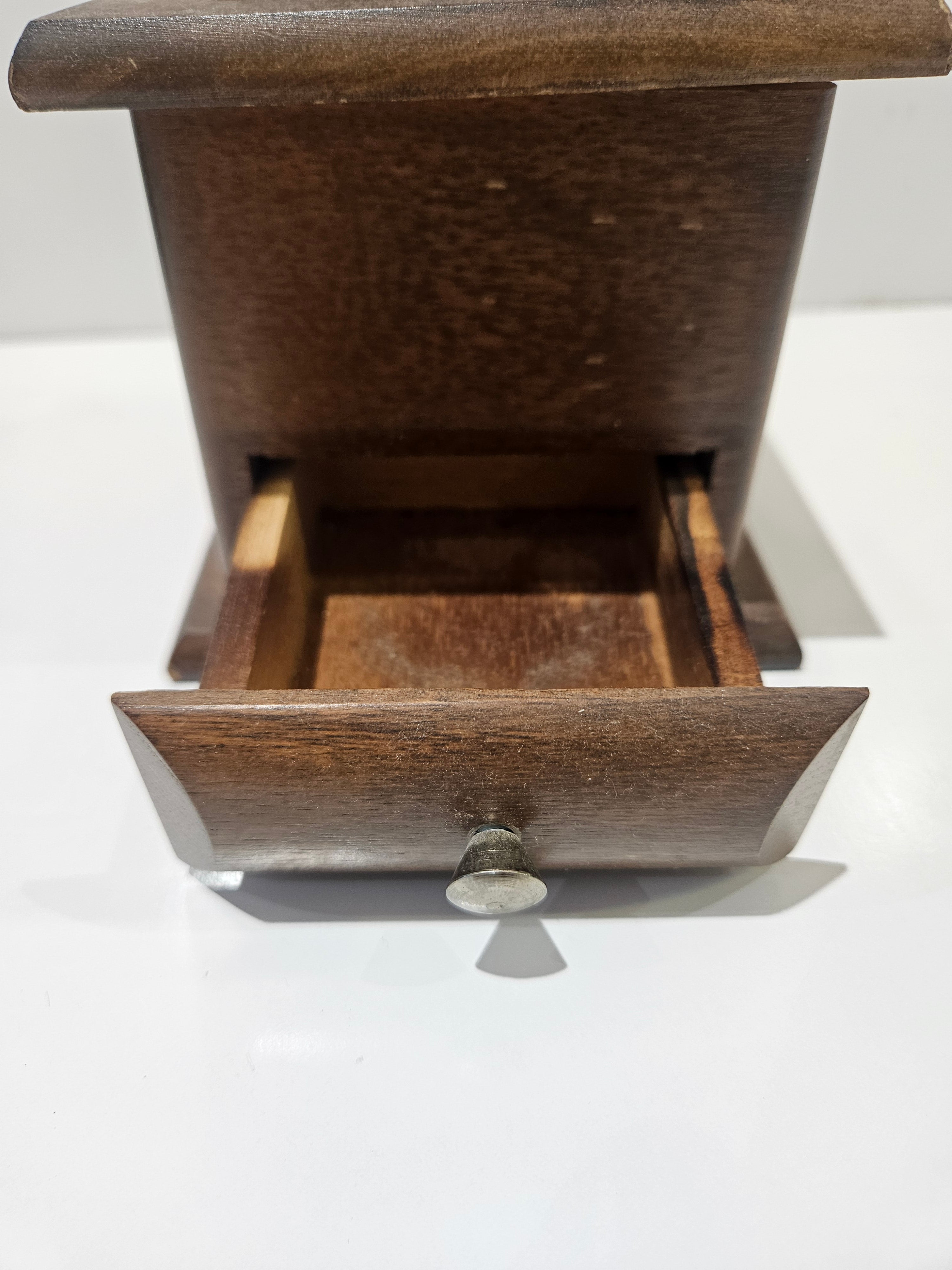 Vintage Wooden Hand Crank Coffee Grinder Mill Drawer Rustic Kitchen Decor Taiwan