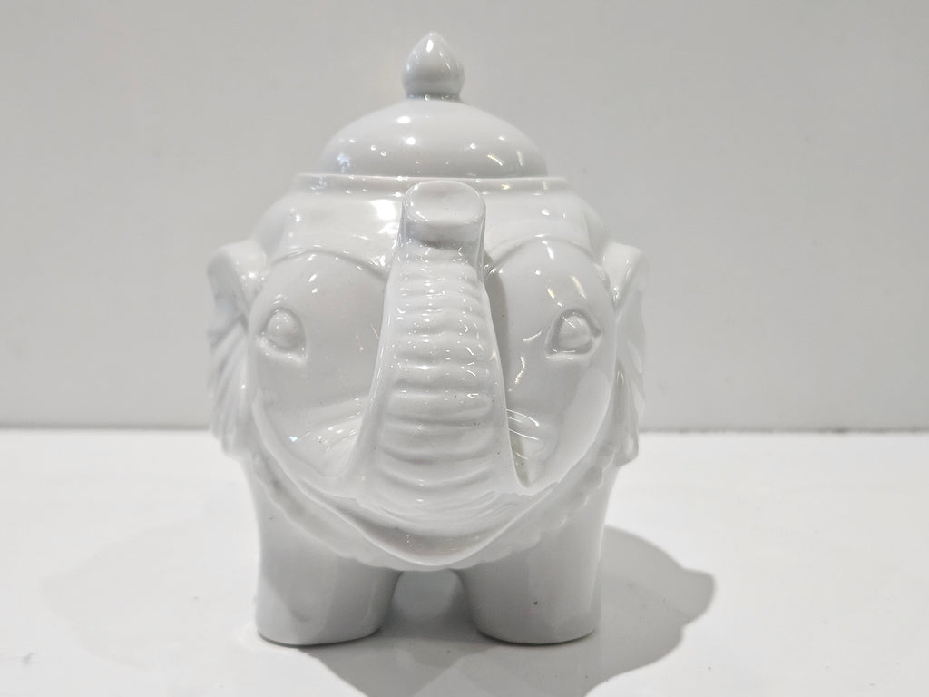 White Ceramic Elephant Teapot Decorative Novelty Tea Pot With Lid Collectible