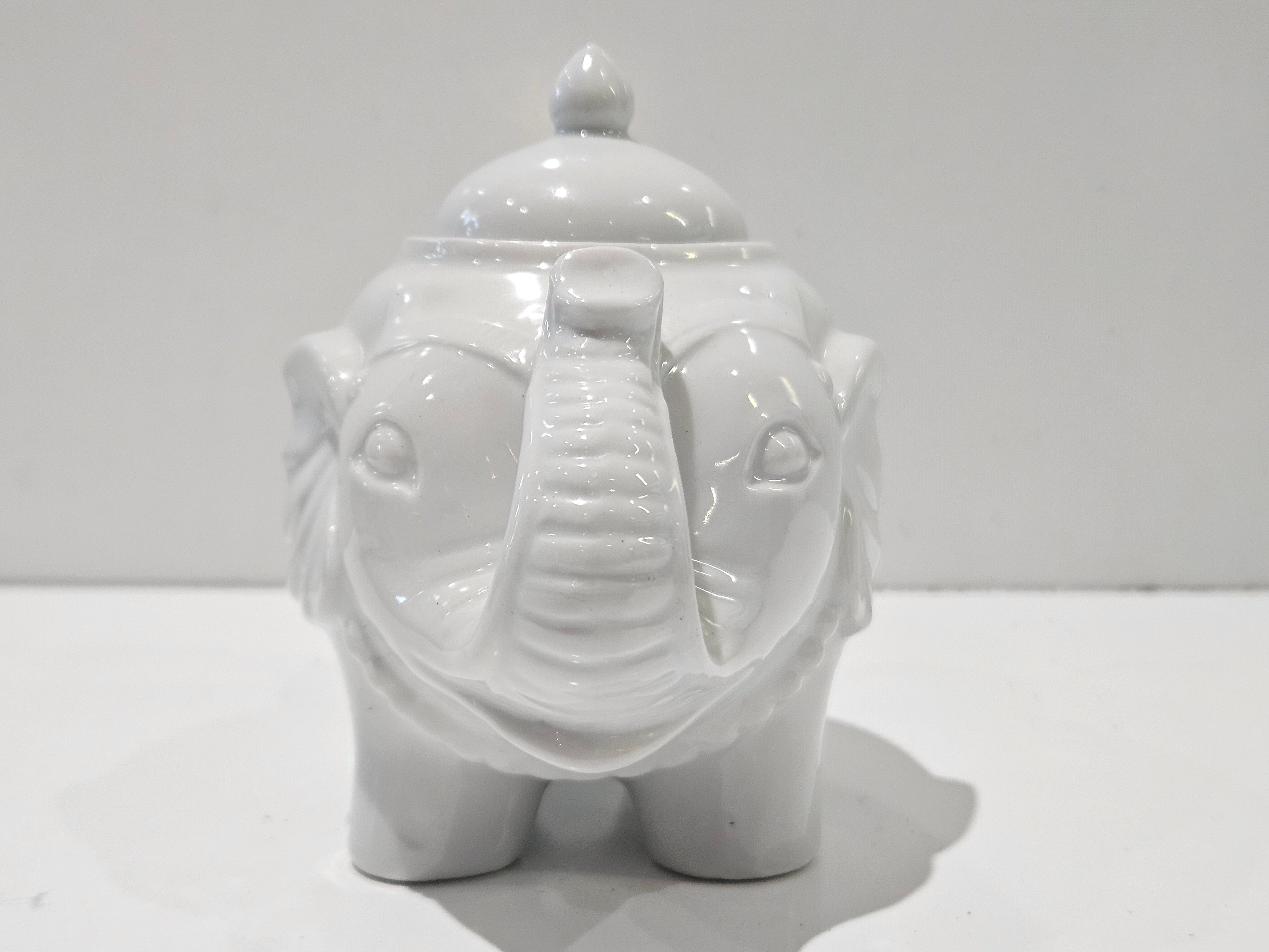 White Ceramic Elephant Teapot Decorative Novelty Tea Pot With Lid Collectible