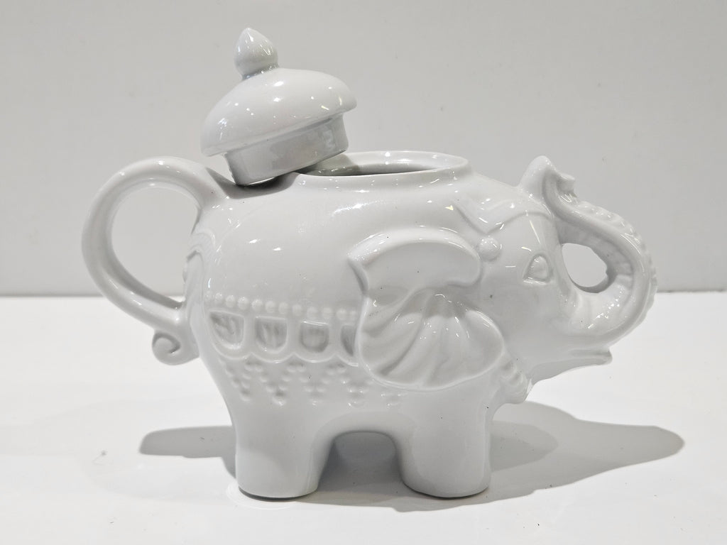 White Ceramic Elephant Teapot Decorative Novelty Tea Pot With Lid Collectible