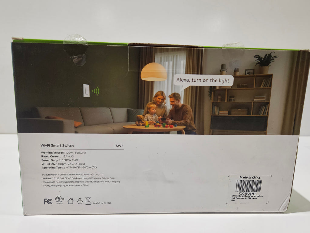 GHome Smart Wi-Fi Smart Switch SW5 Single Pole 4 Pack Alexa Google Assistant