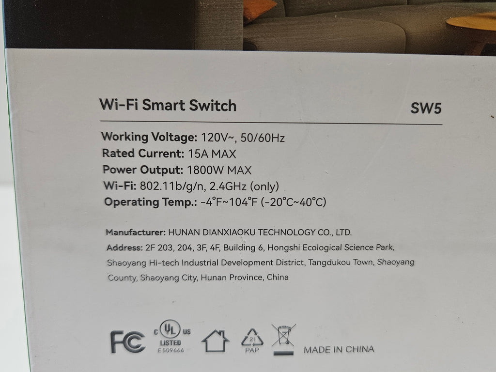 GHome Smart Wi-Fi Smart Switch SW5 Single Pole 4 Pack Alexa Google Assistant