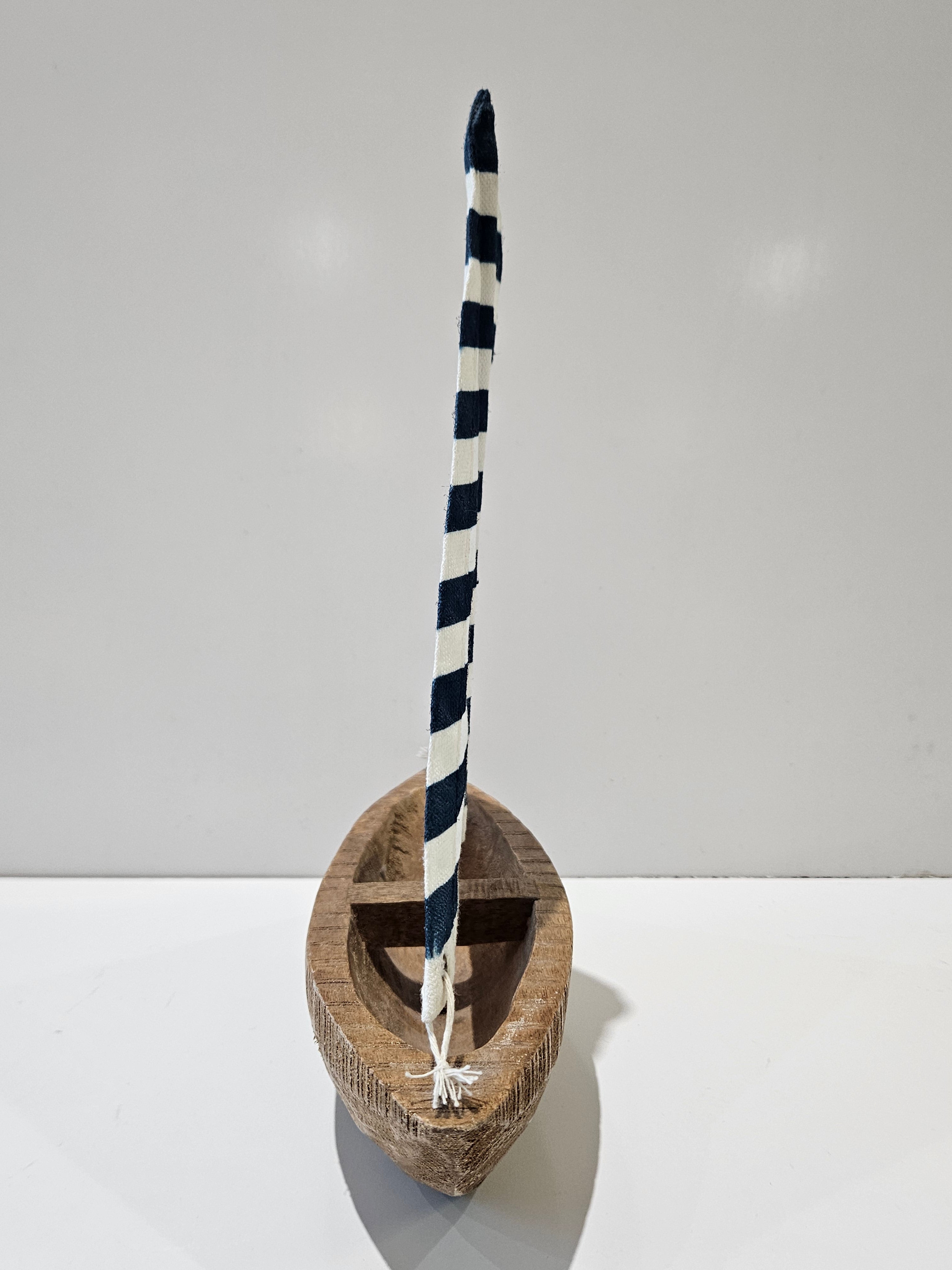 Hand Carved Wooden Sailboat Decorative Bowl Nautical Coastal Centerpiece Decor