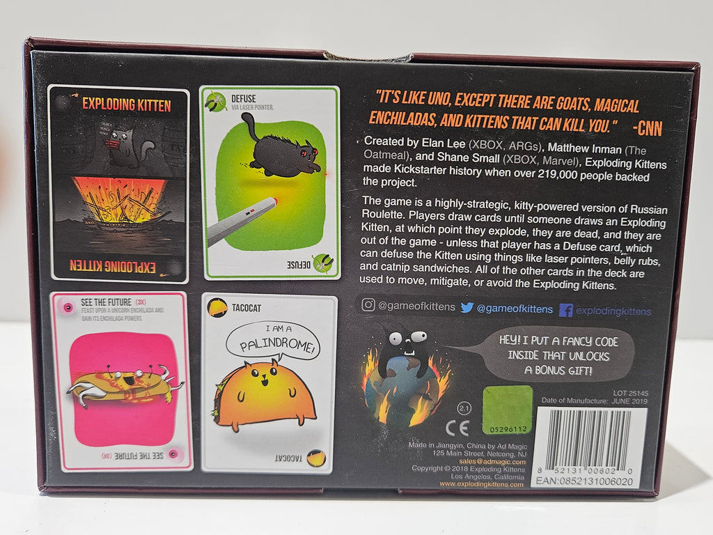 Exploding Kittens Original Edition Card Game Complete Family Party Game 2019 Fun