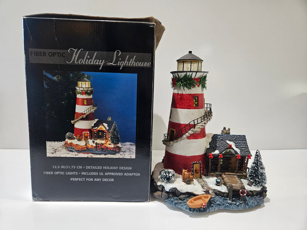 Fiber Optic Holiday Lighthouse Christmas Village Decor 12.5 Inch Lighted Display
