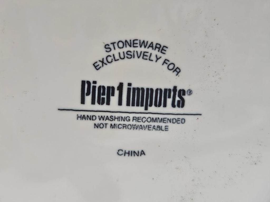 Pier 1 Imports Embossed Stoneware Floral Bird Vase Planter White Ceramic Cachepot