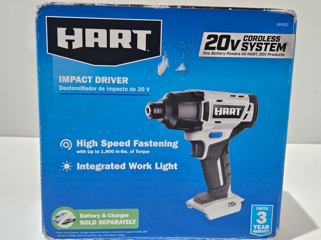HART 20V Cordless Impact Driver HPID02 Tool Only 1/4" Hex Lithium-Ion Driver