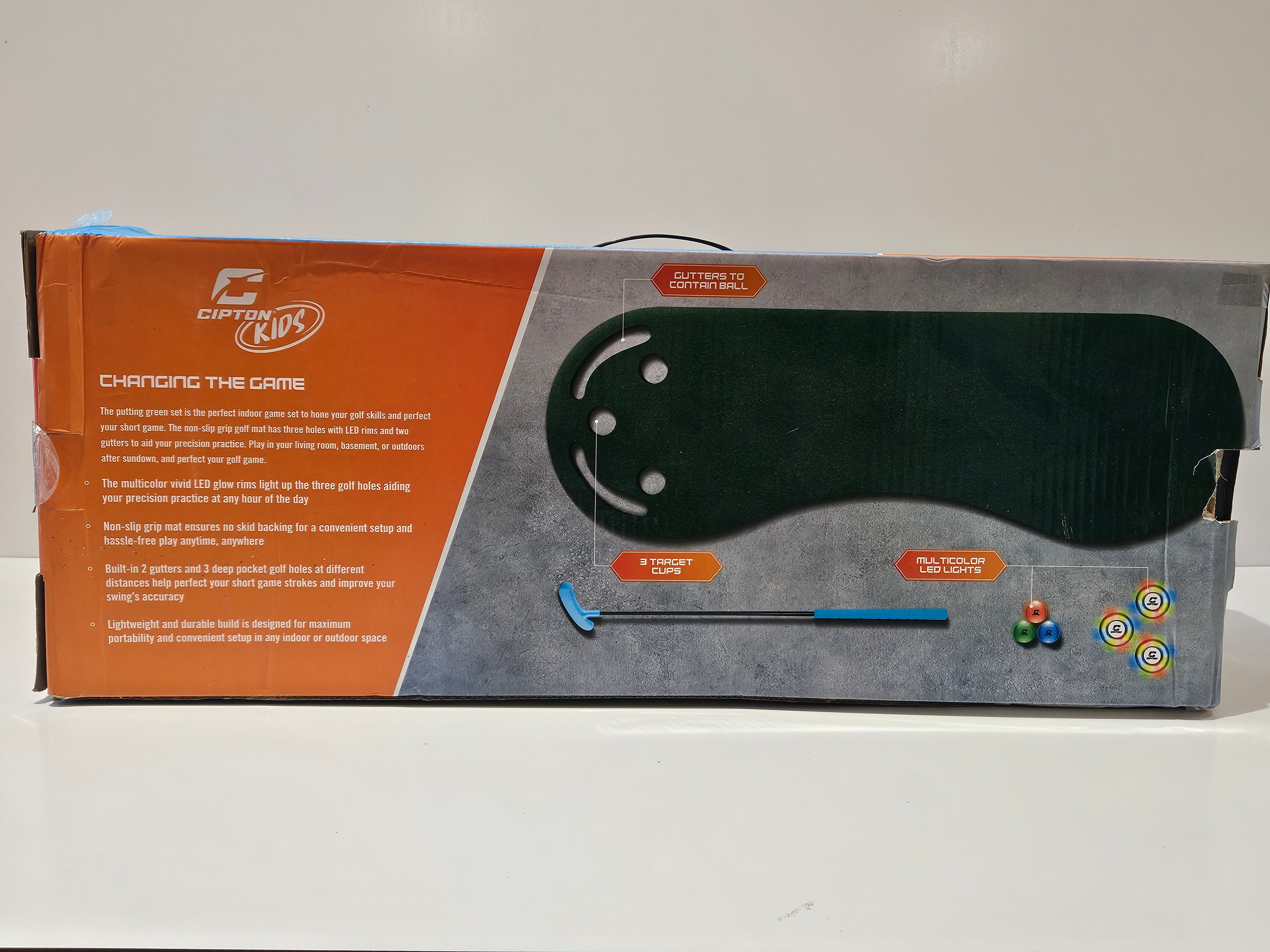 Cipton Kids LED Putting Green Set Light Up Indoor Mini Golf Game Complete Set