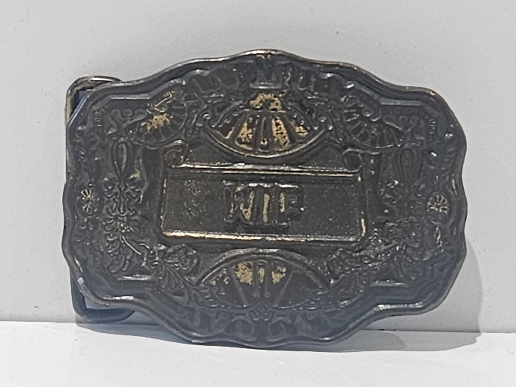 Vintage NIP Initial Letter Belt Buckle Ornate Silver Tone Western Monogram Buckle