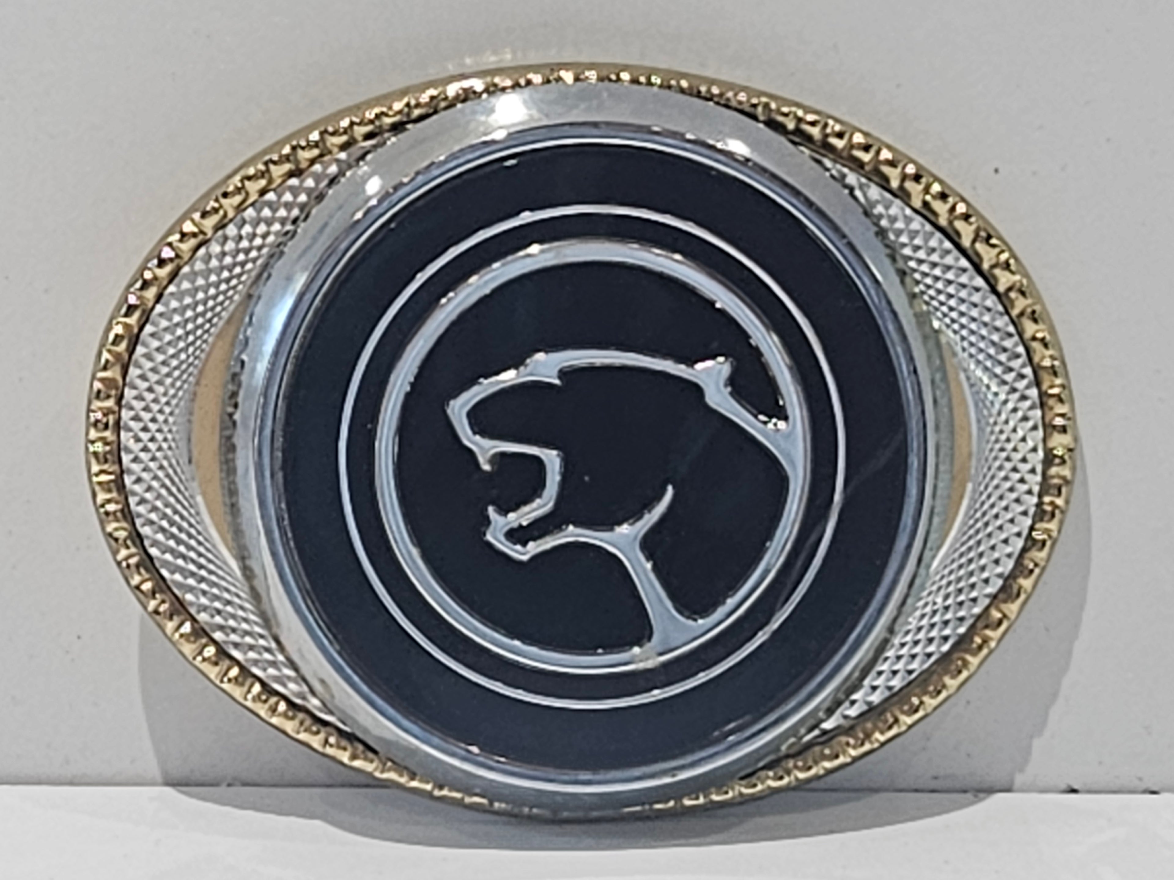 Vintage Black Panther Head Oval Belt Buckle Silver Gold Tone Western Accessory