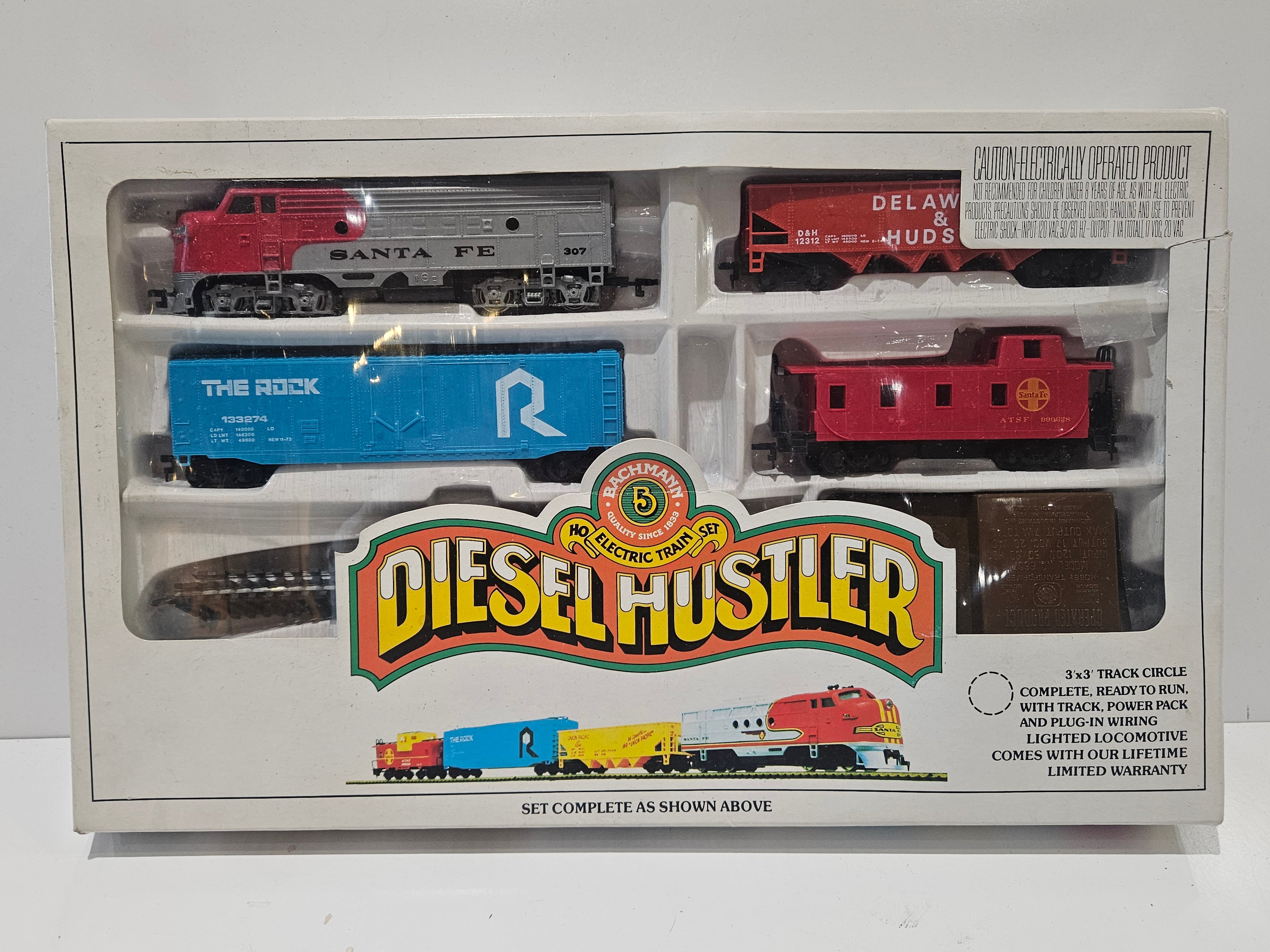 Vintage Bachmann Diesel Hustler HO Electric Train Set Santa Fe Ready To Run Boxed