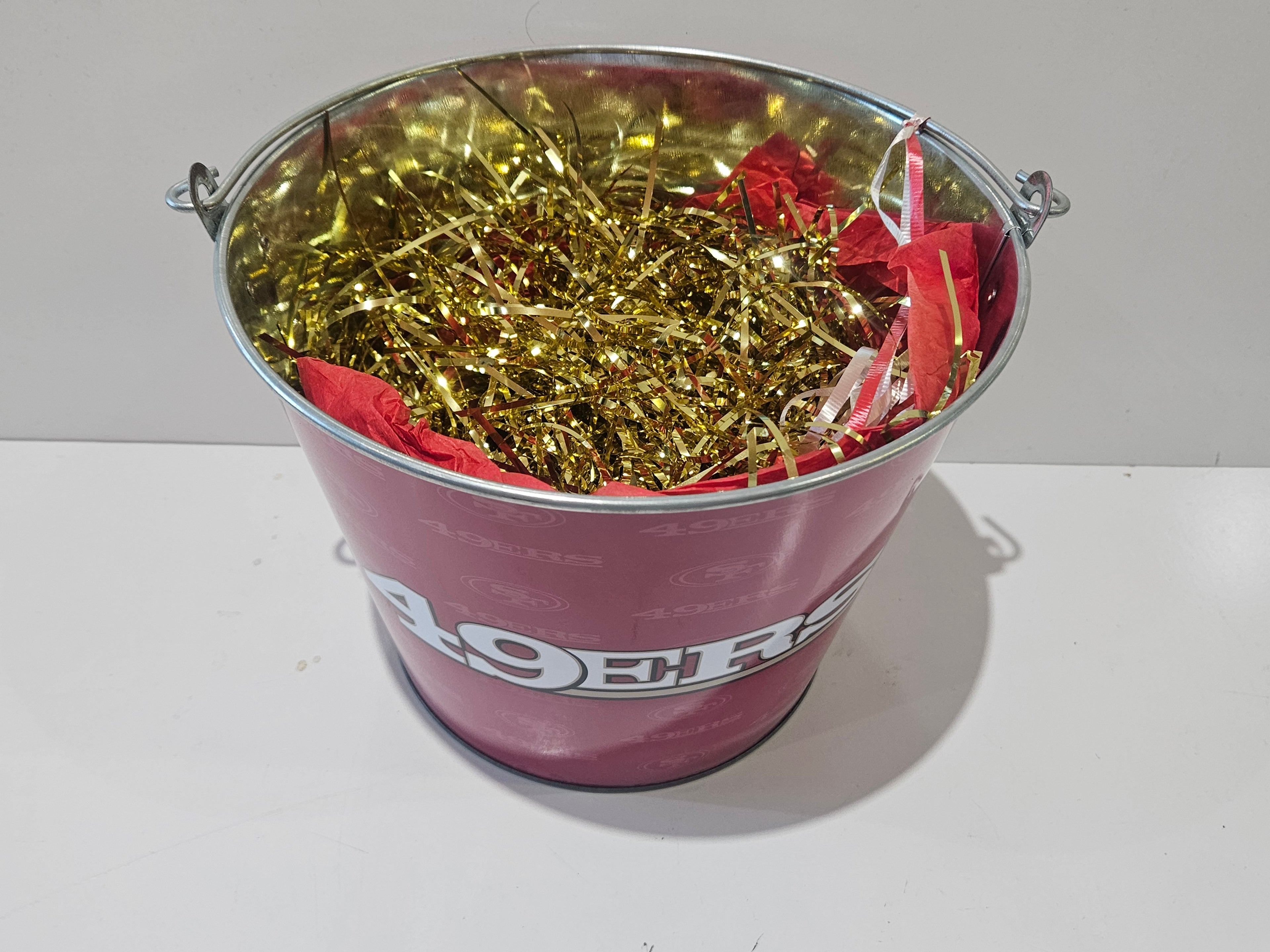 San Francisco 49ers Galvanized Metal Party Bucket Ice Beverage Tub NFL Man Cave Decor