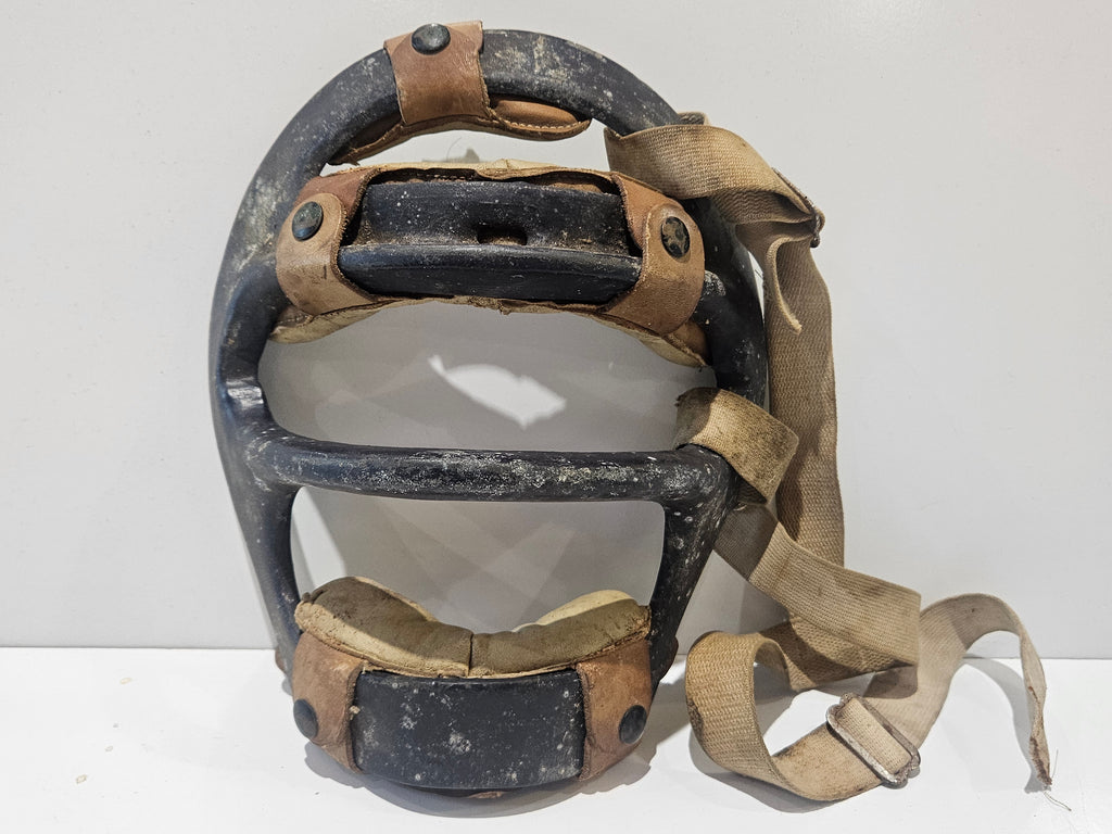 Vintage Baseball Catcher's Mask Leather Padded Steel Frame Adjustable Head Strap