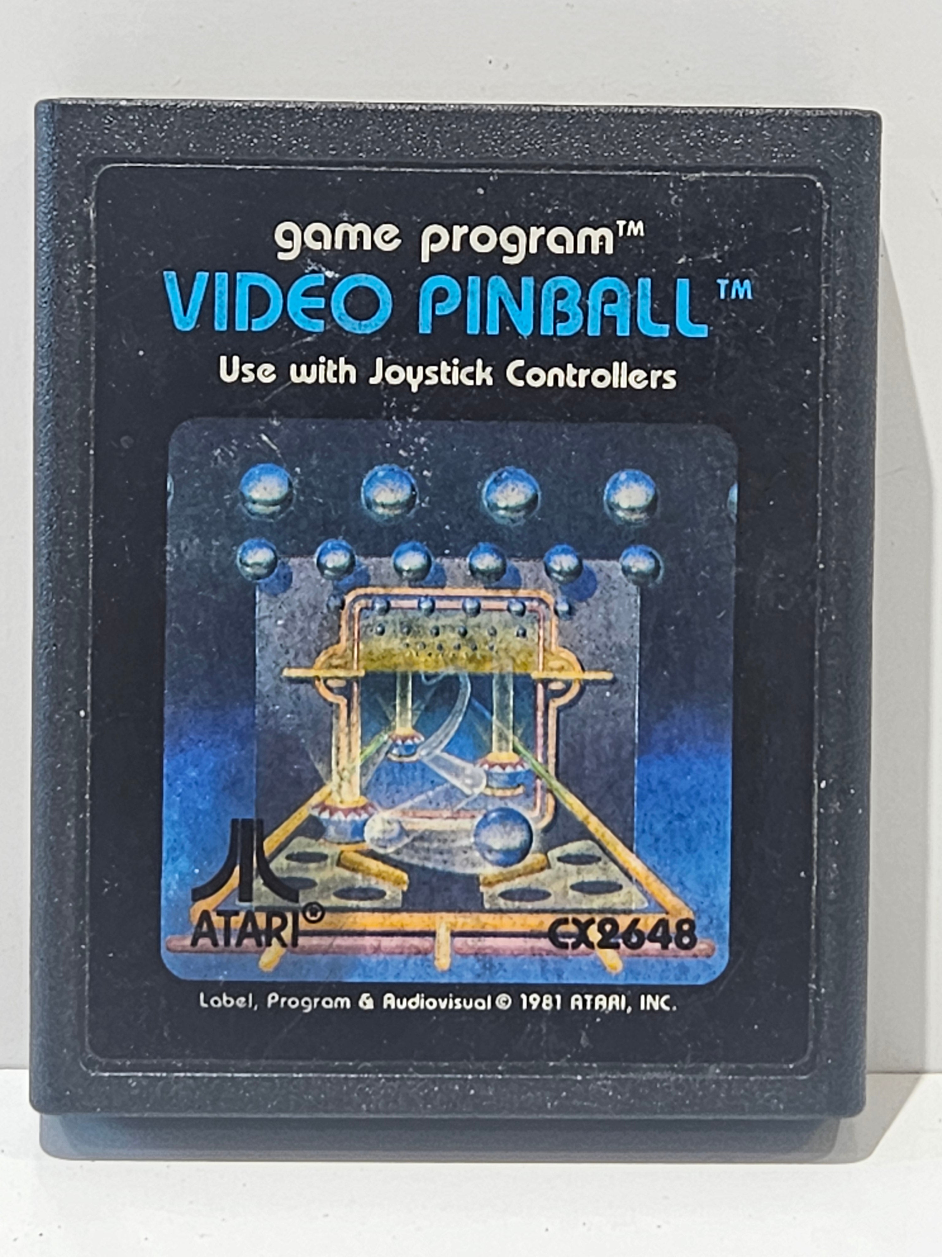 Vintage Atari 2600 Video Pinball CX2648 Game Cartridge 1981 Joystick Controllers