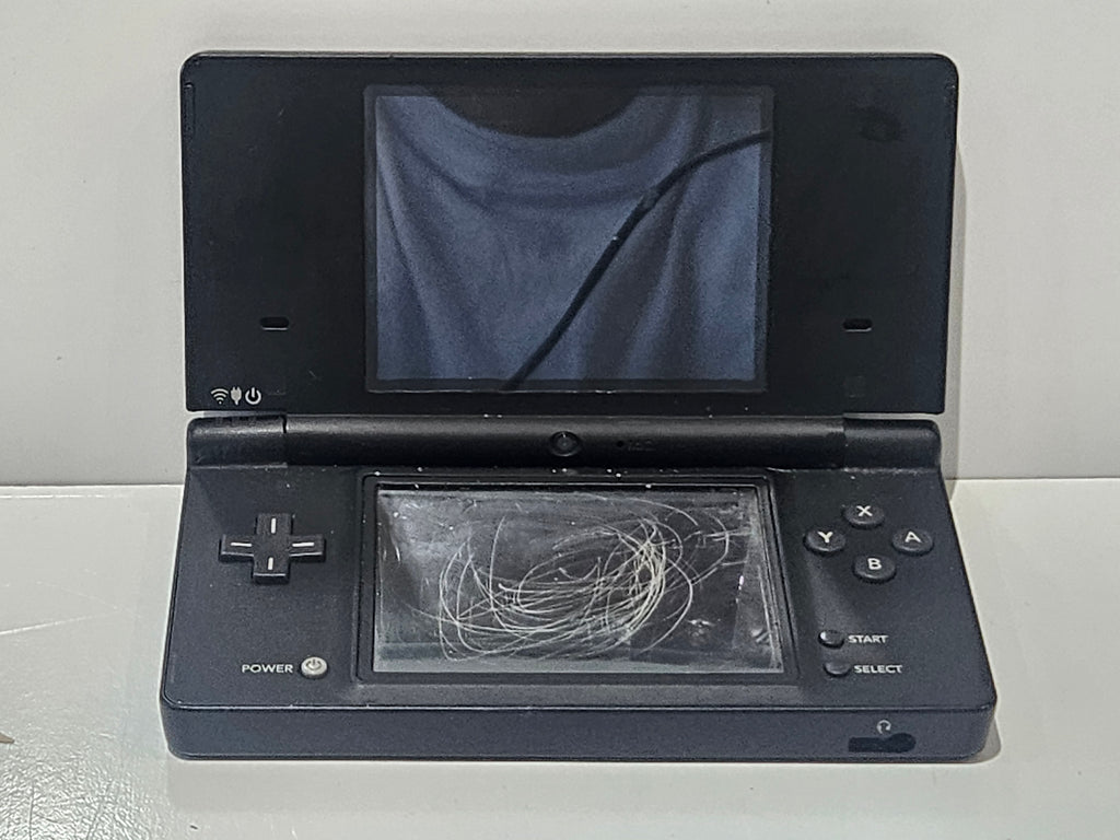 Nintendo DSi Black Handheld Console TWL-001 For Parts Or Repair Broken Hinge OEM