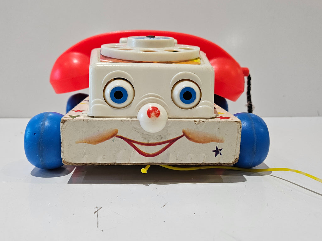 Vintage Fisher Price Chatter Telephone Pull Toy Rolling Rotary Phone Toddler Toy