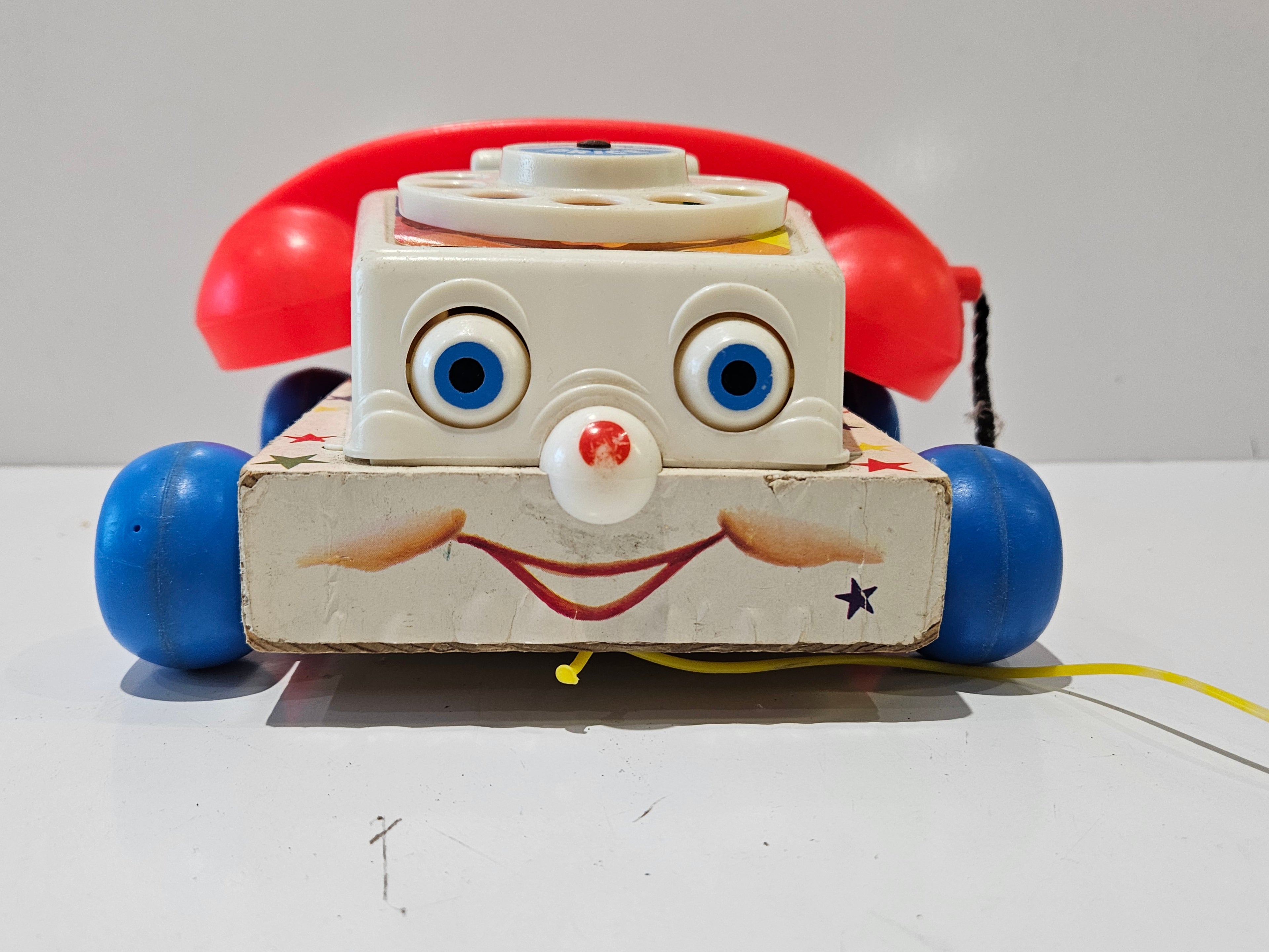 Vintage Fisher Price Chatter Telephone Pull Toy Rolling Rotary Phone Toddler Toy
