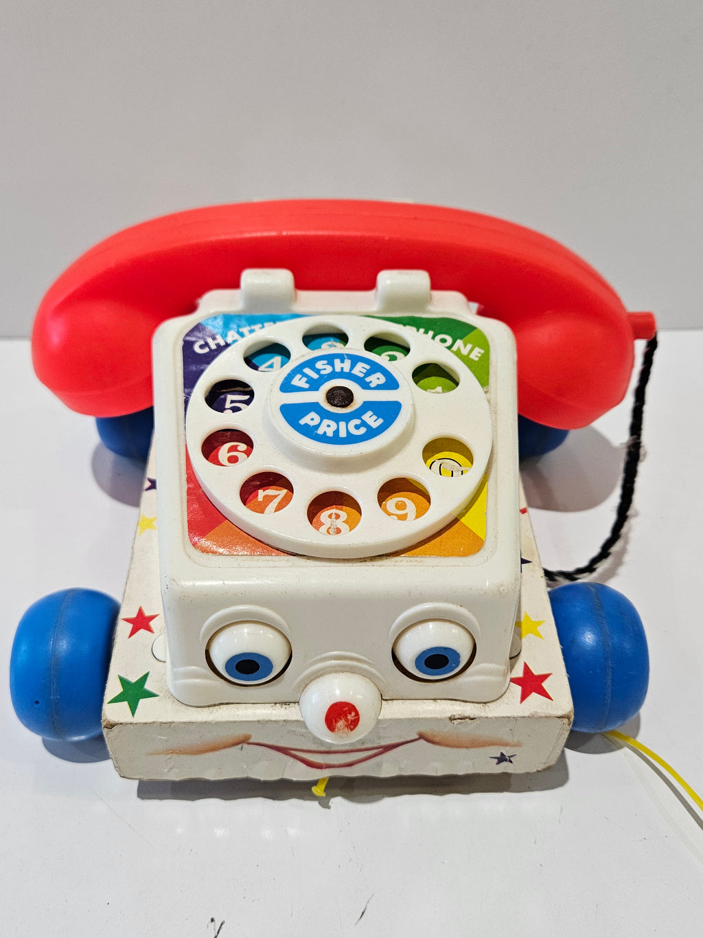 Vintage Fisher Price Chatter Telephone Pull Toy Rolling Rotary Phone Toddler Toy