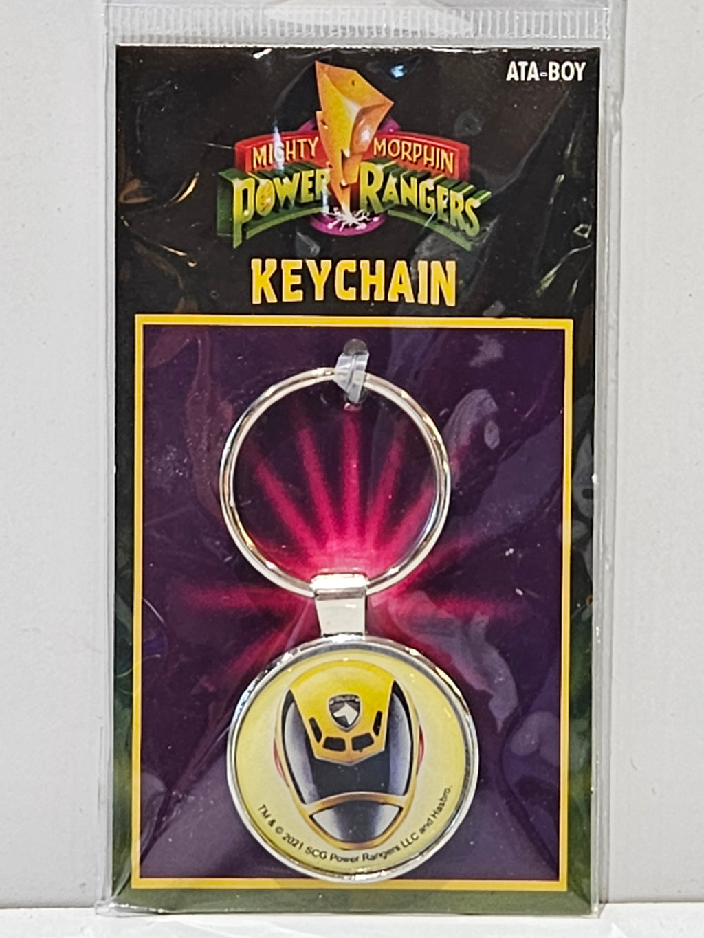 Mighty Morphin Power Rangers Yellow Ranger Helmet Metal Keychain ATA-Boy 2021 NIP