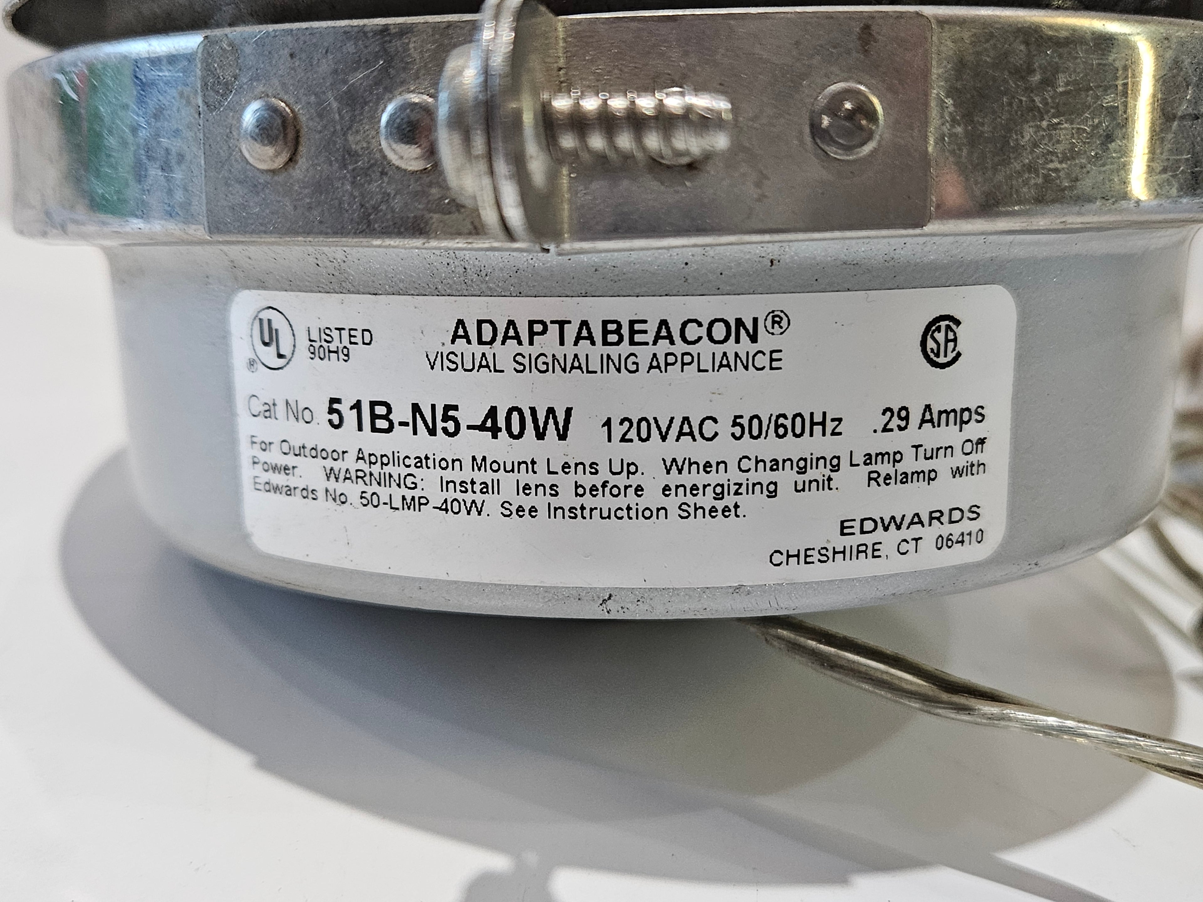 Edwards AdaptaBeacon 51B-N5-40W Blue Industrial Warning Beacon Light 120VAC Vintage