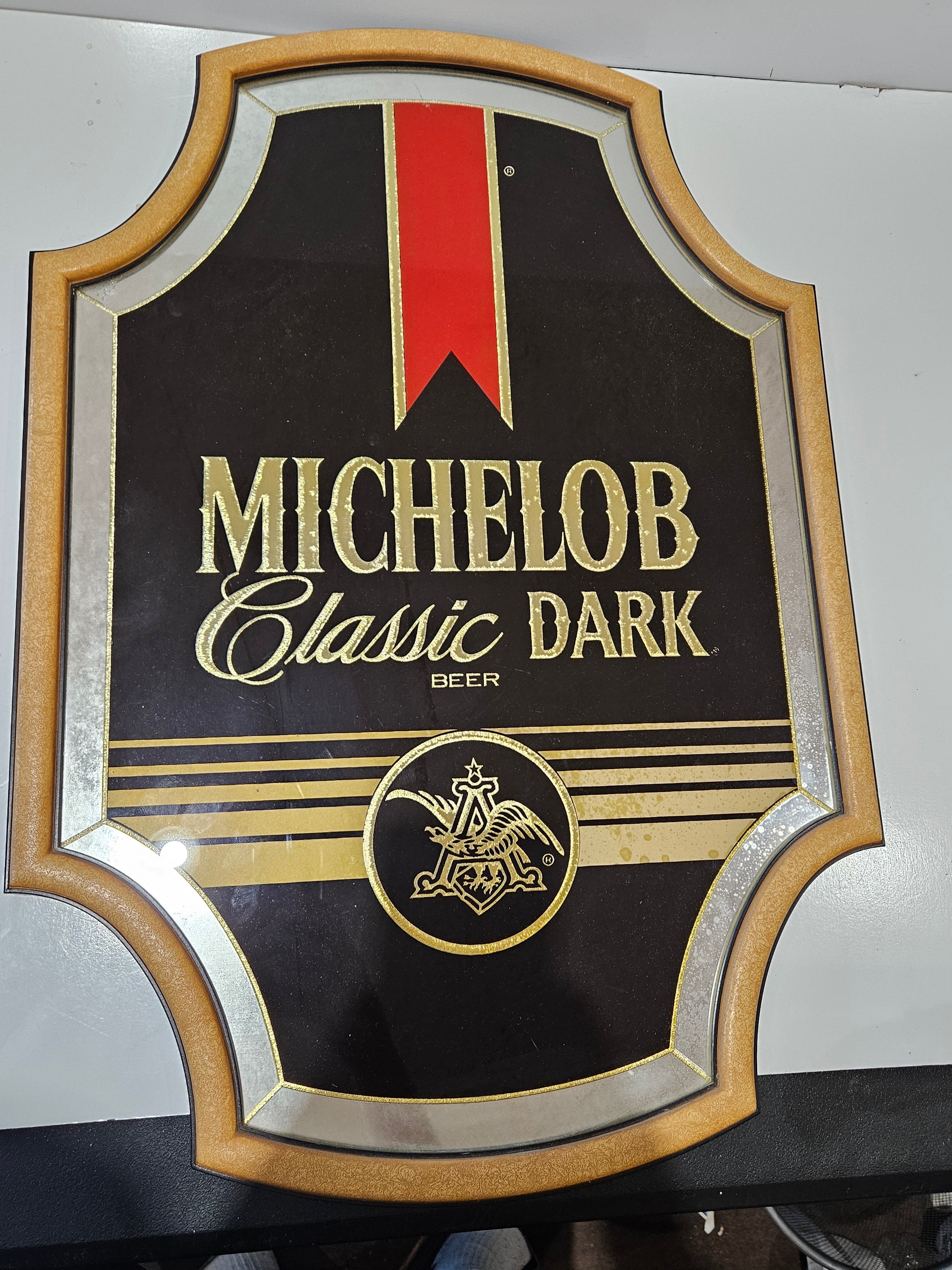 Vintage 1997 Michelob Classic Dark Beer Bar Mirror Anheuser Busch Wall Sign Decor