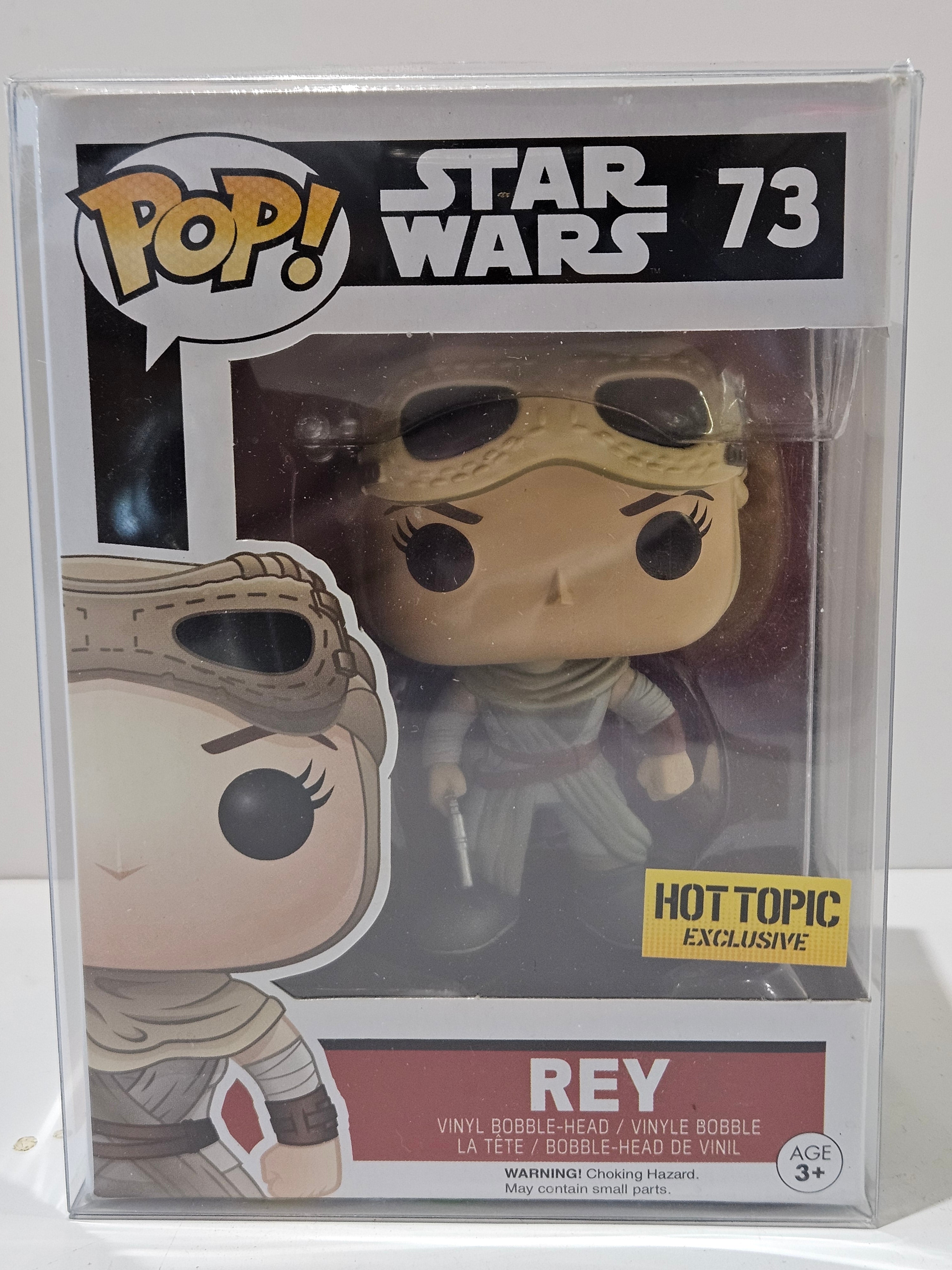 Funko Pop! Star Wars Rey #73 Hot Topic Exclusive Vinyl Bobble Head In Protector