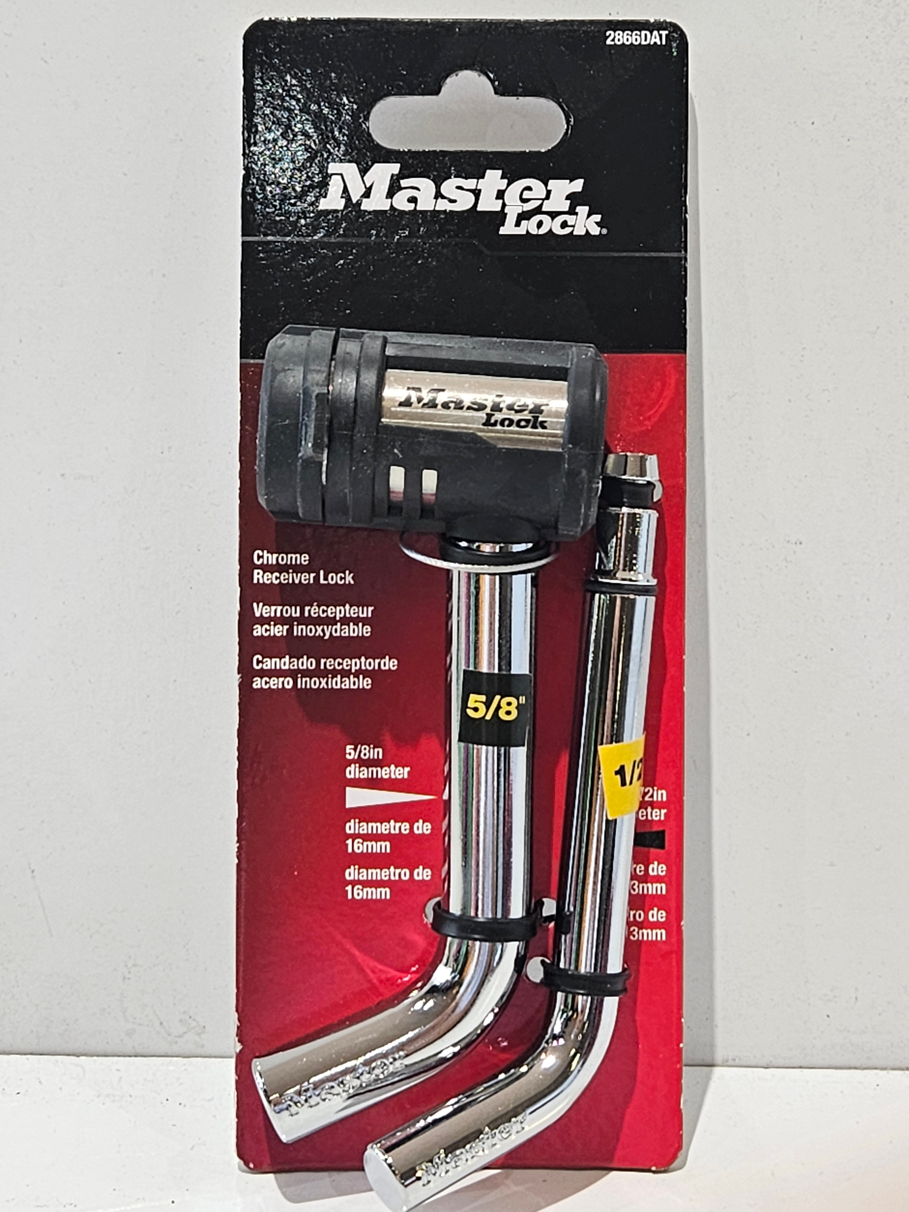 Master Lock 2866DAT Chrome Trailer Hitch Receiver Lock 5/8 Inch Pin With Keys New