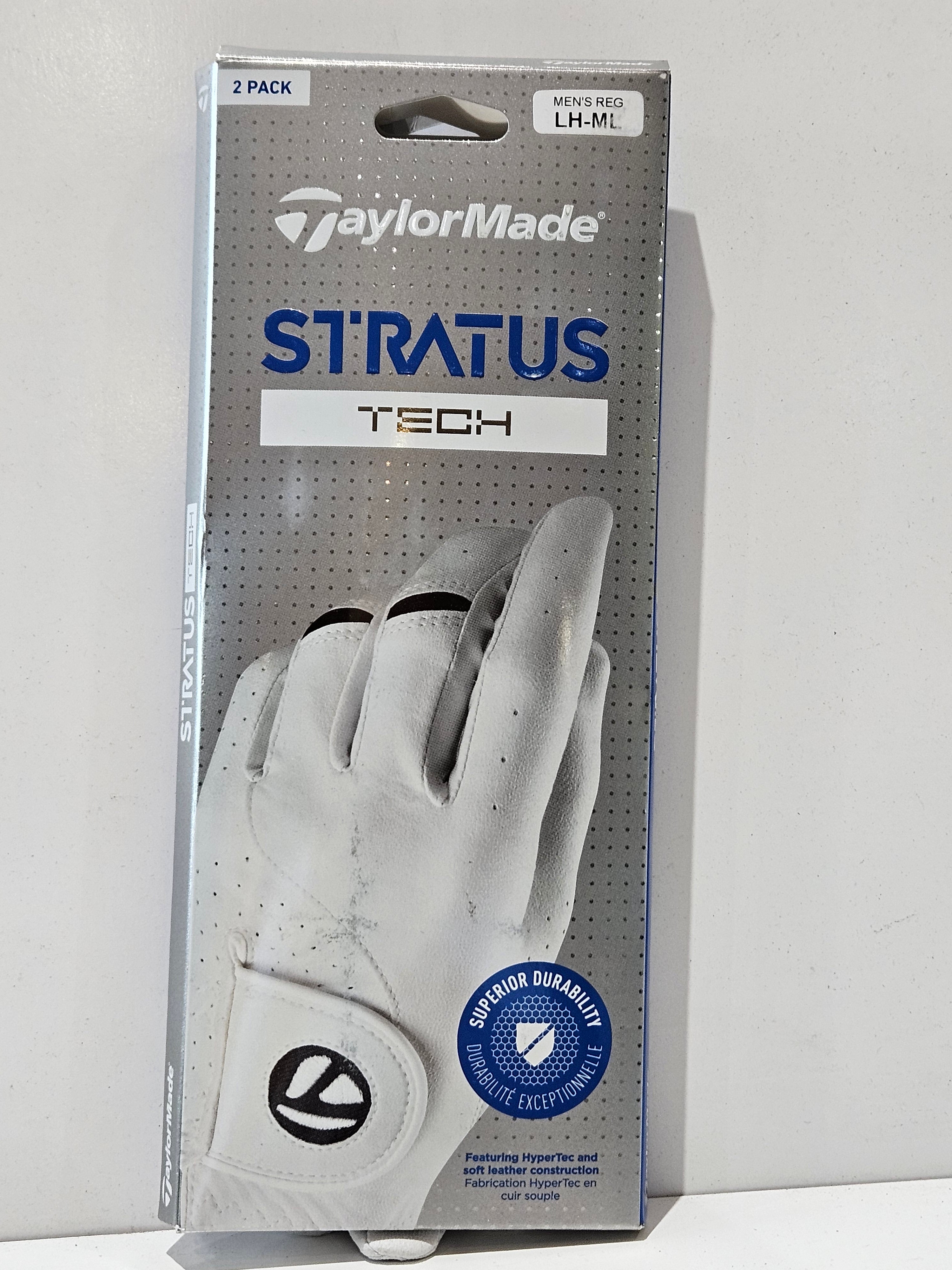 TaylorMade Stratus Tech Golf Gloves 2-Pack Men's Regular LH ML White New Sealed