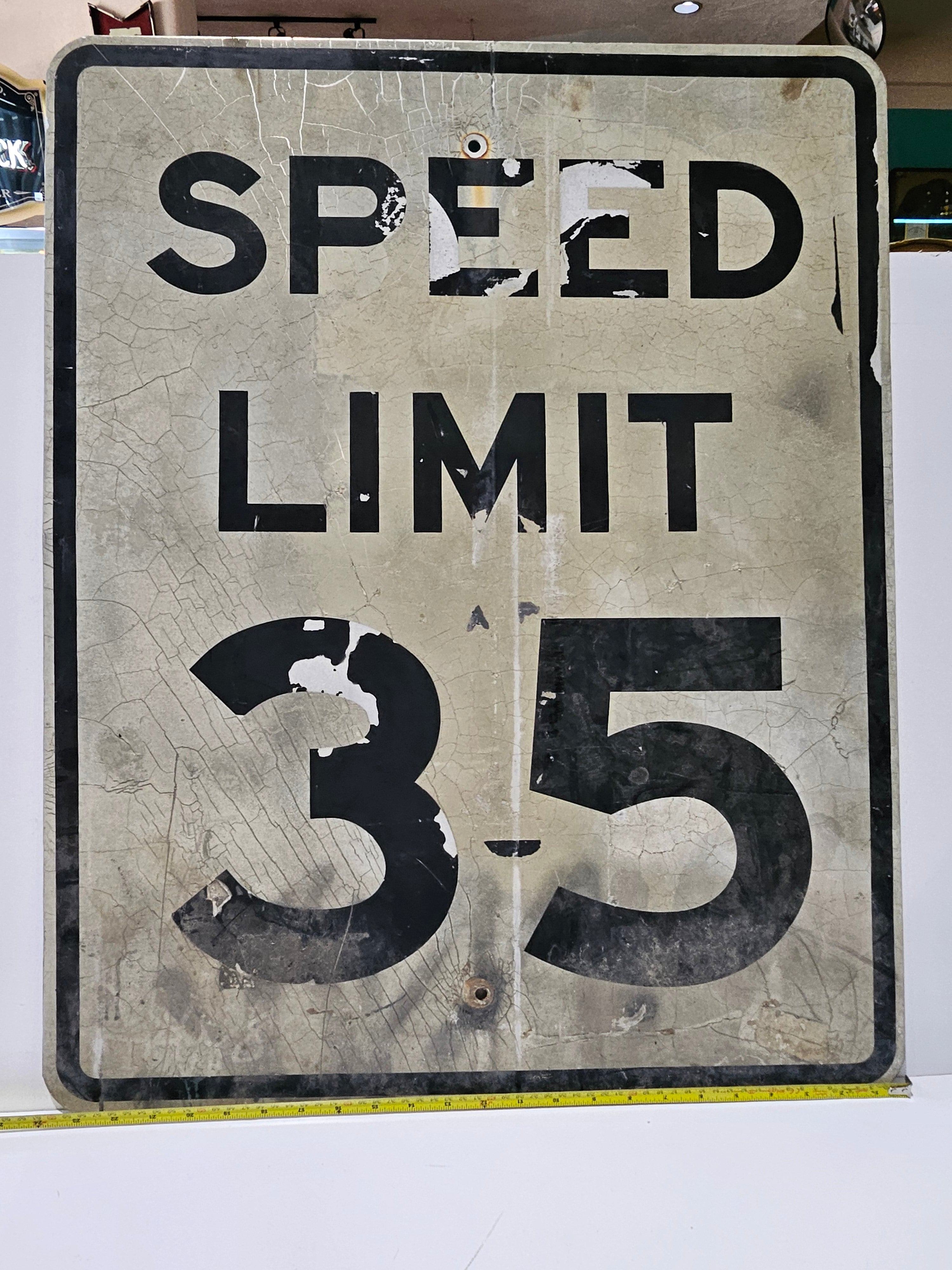 Vintage Speed Limit 35 Metal Road Sign Approximately 24x30 Inch Highway Traffic Sign