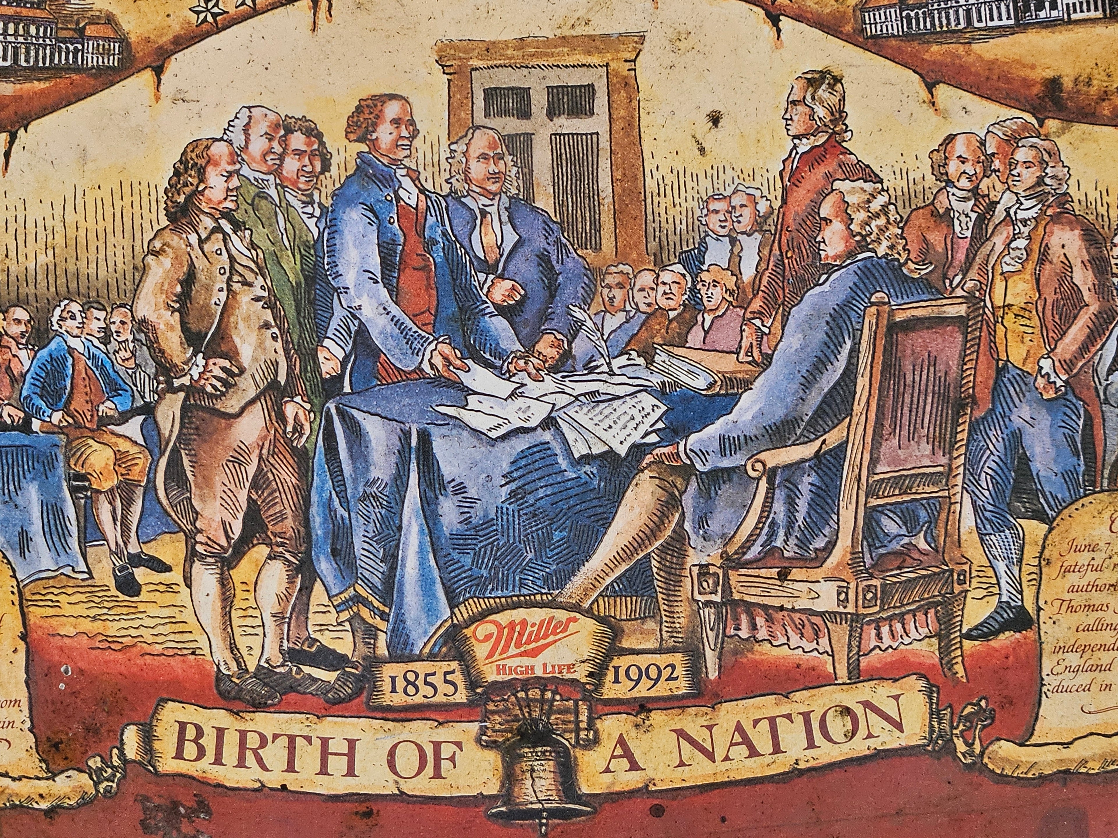 Vintage 1992 Miller High Life Birth Of A Nation Declaration Independence Tray