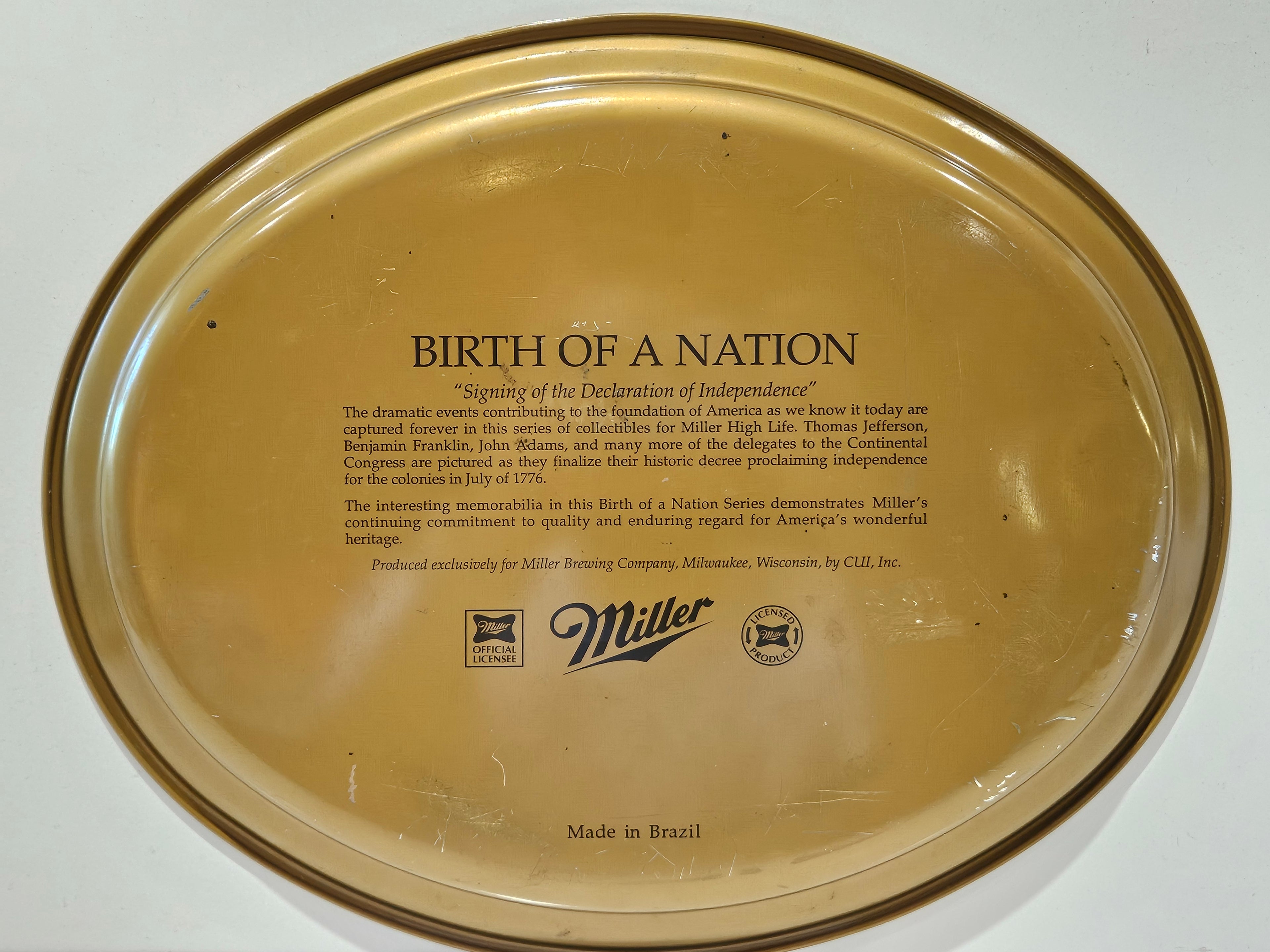 Vintage 1992 Miller High Life Birth Of A Nation Declaration Independence Tray