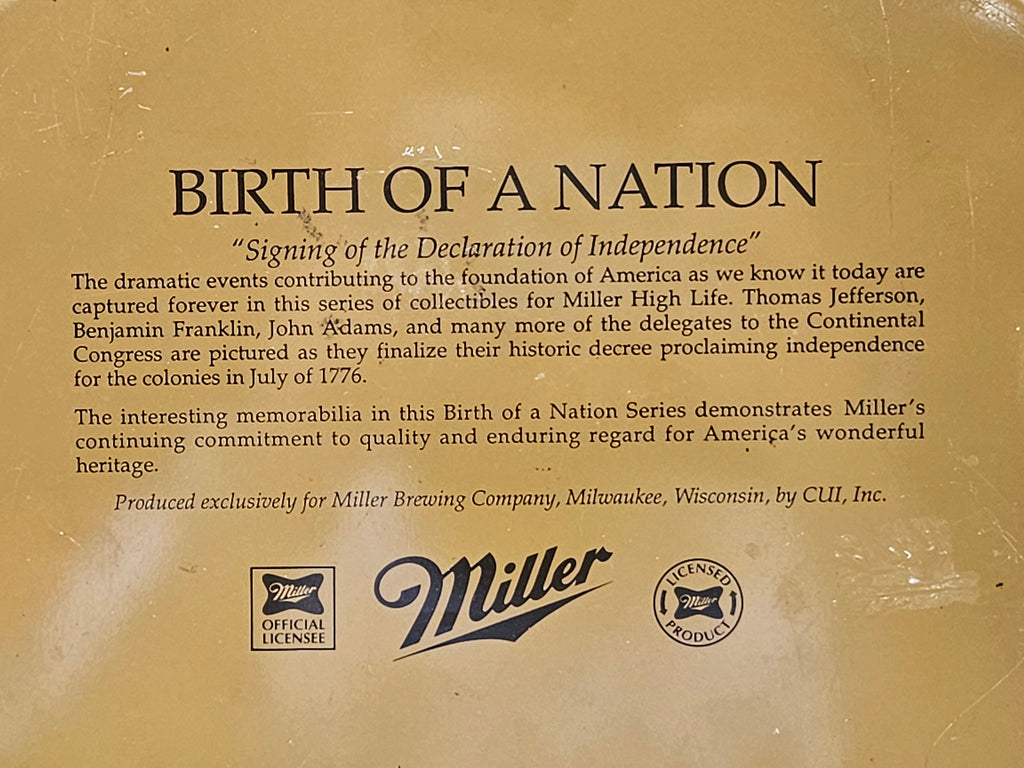 Vintage 1992 Miller High Life Birth Of A Nation Declaration Independence Tray