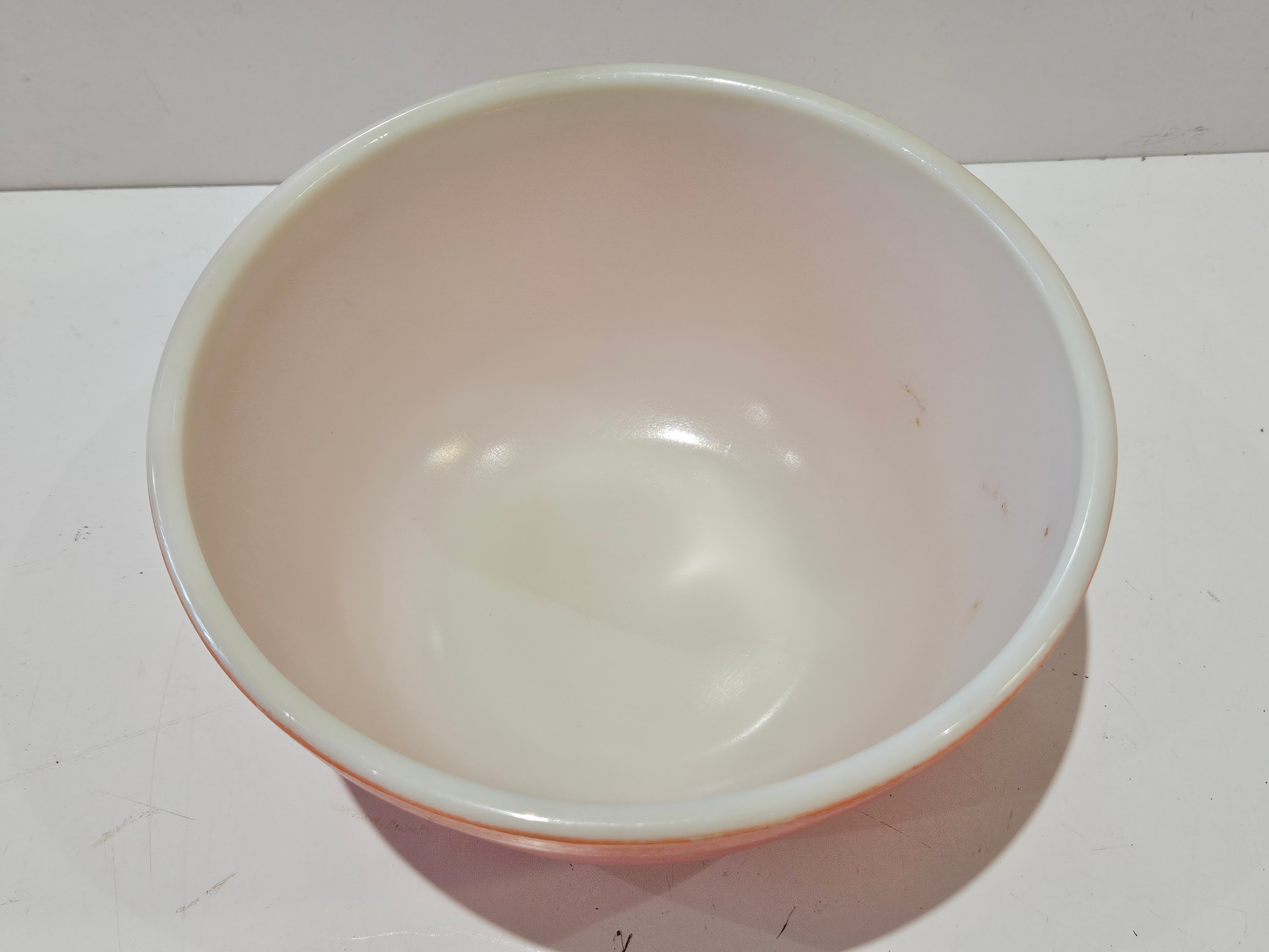 Vintage Fire-King Peach Lustre Mixing Bowl Anchor Hocking Milk Glass Kitchenware