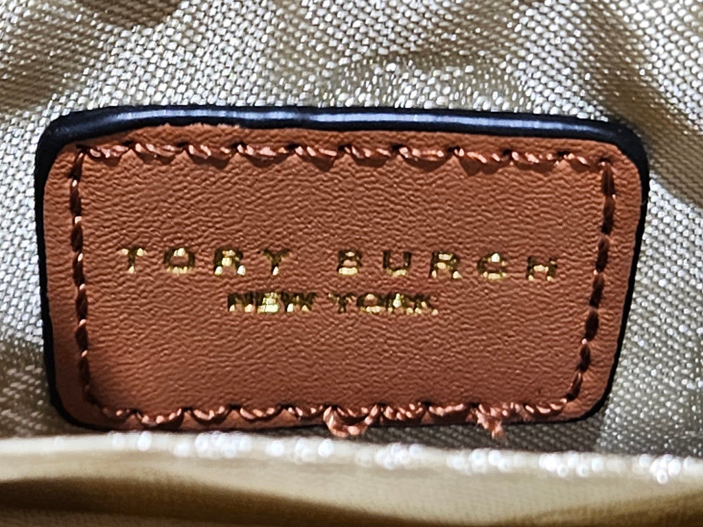 Tory Burch Monogram Logo Tote Bag White Black Beige Brown Shoulder Handbag T-2660