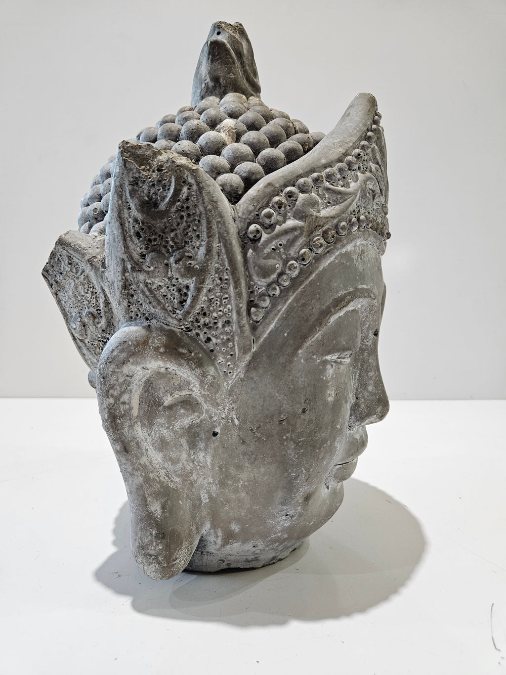 Large Cement Buddha Head Garden Statue Asian Meditation Sculpture Indoor Outdoor