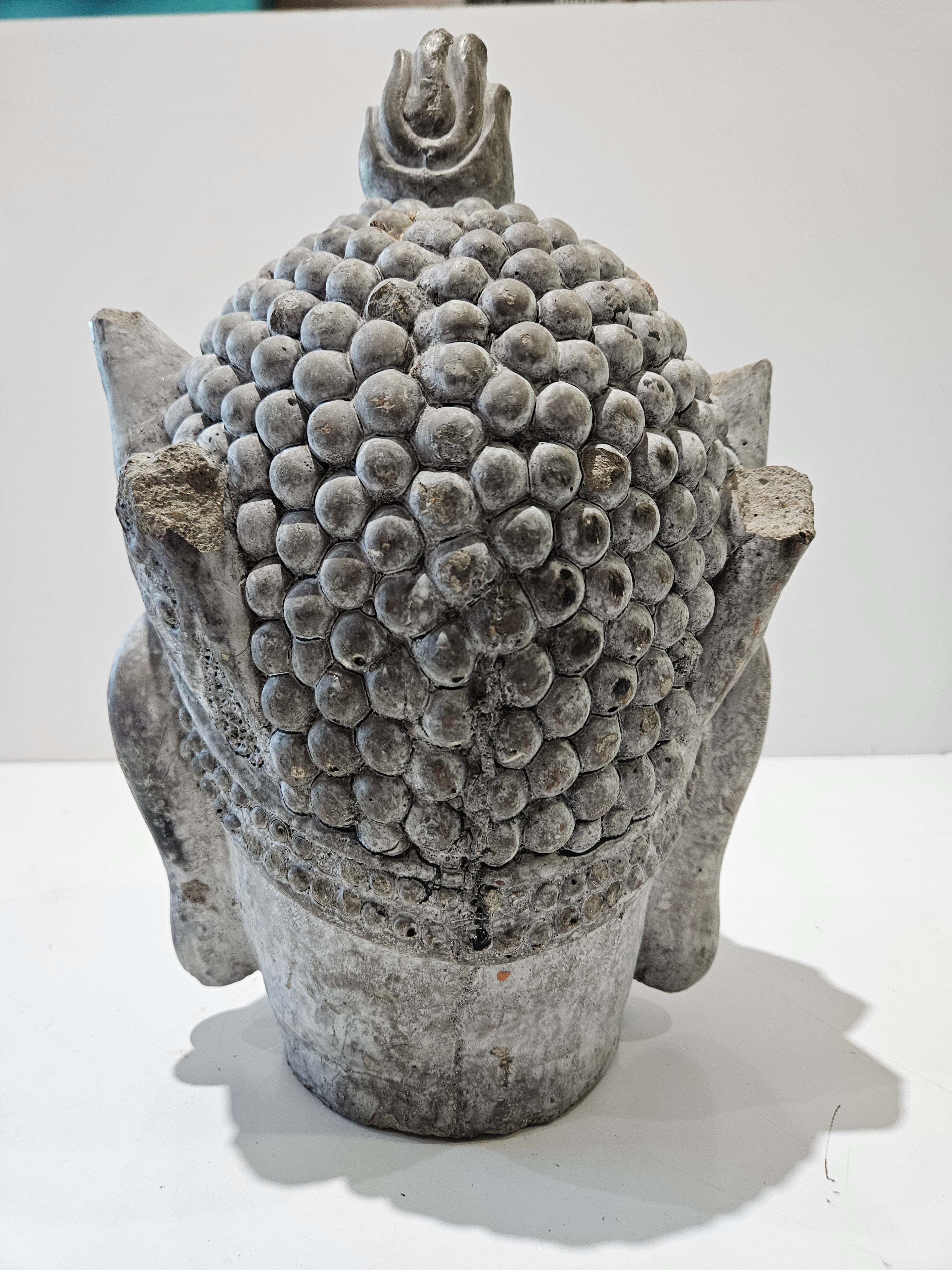Large Cement Buddha Head Garden Statue Asian Meditation Sculpture Indoor Outdoor