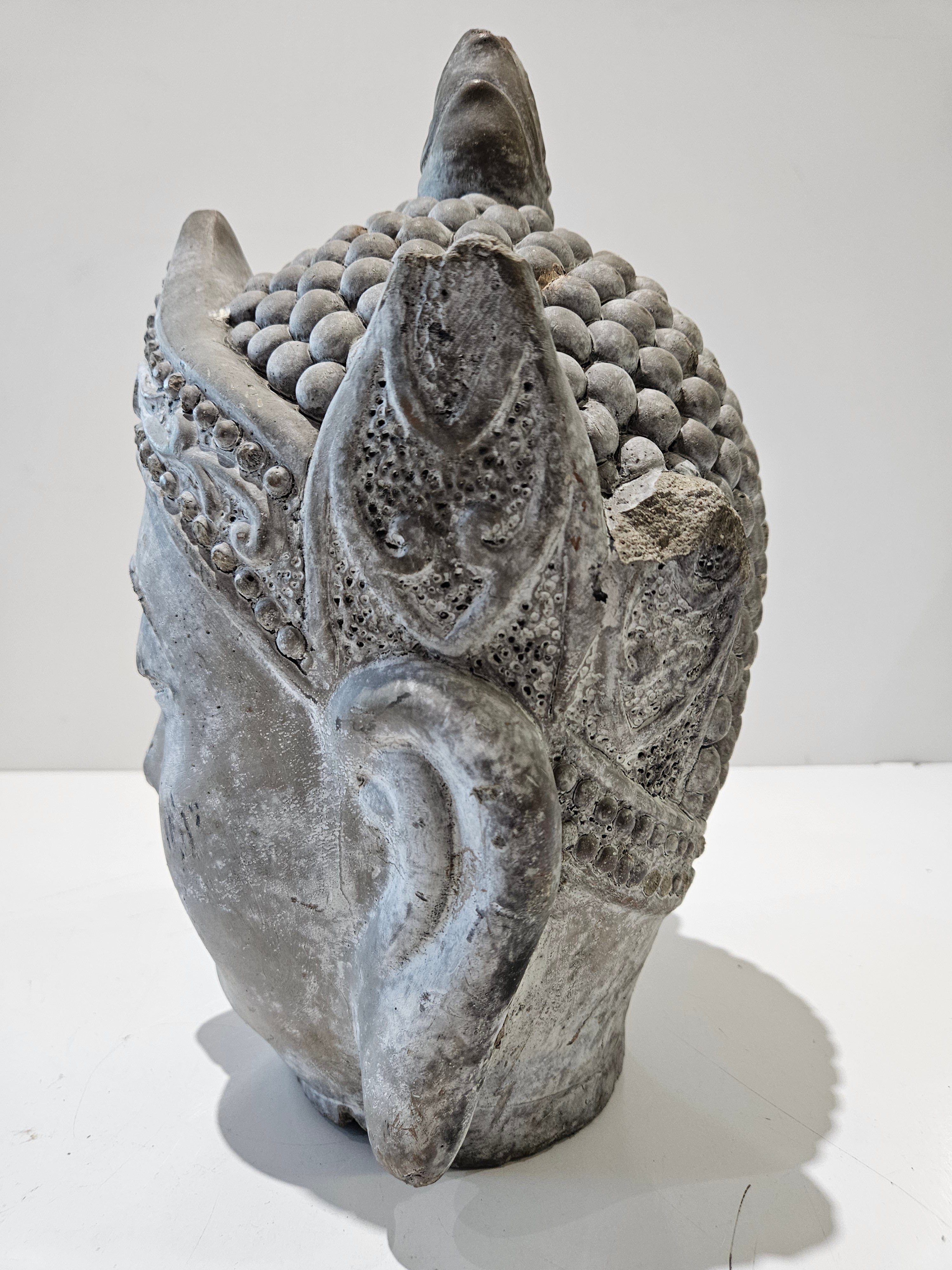 Large Cement Buddha Head Garden Statue Asian Meditation Sculpture Indoor Outdoor