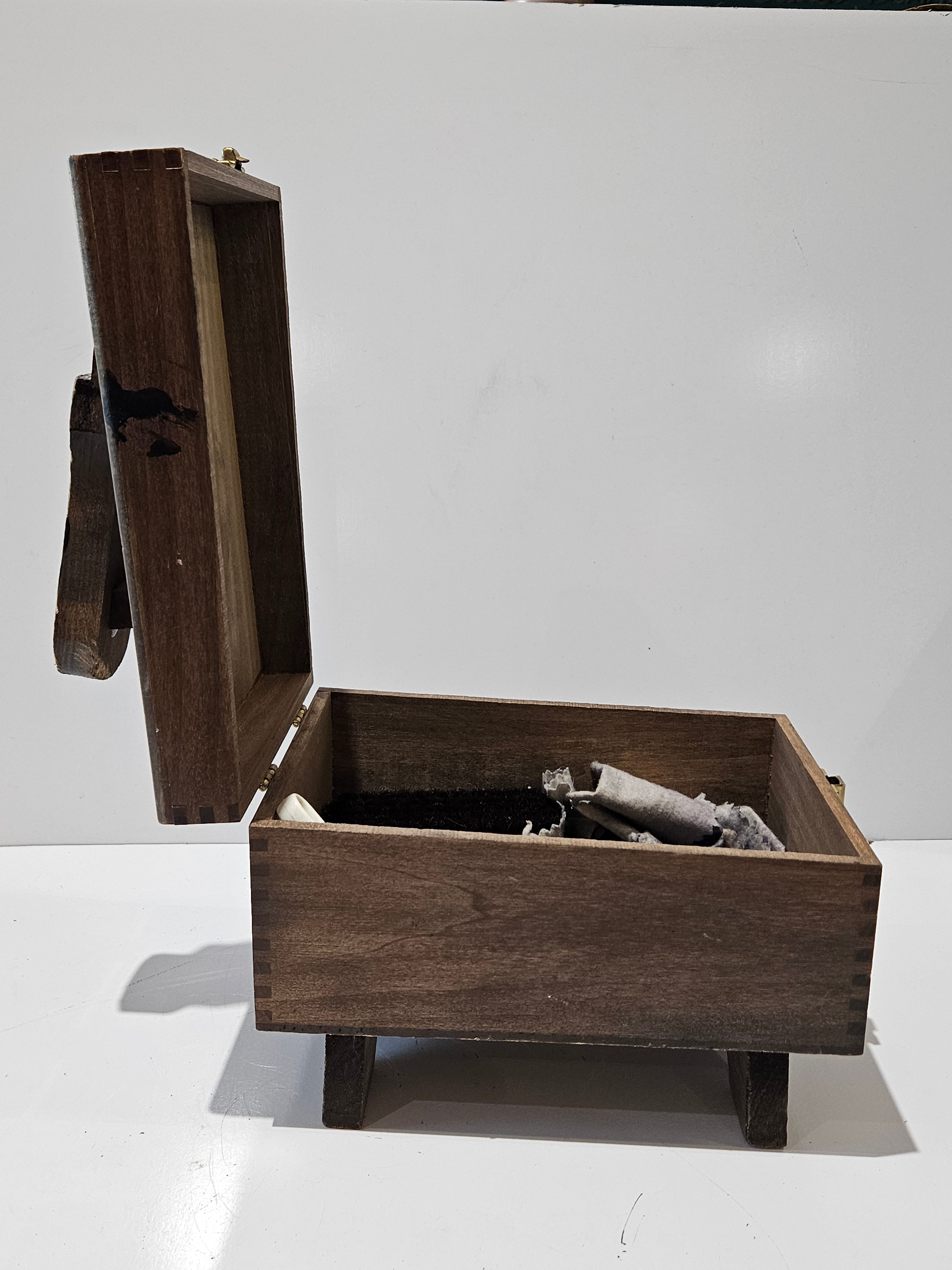 KIWI Hand Crafted Wooden Shoe Valet Box With Brushes Polish Cloth Shoe Care Kit