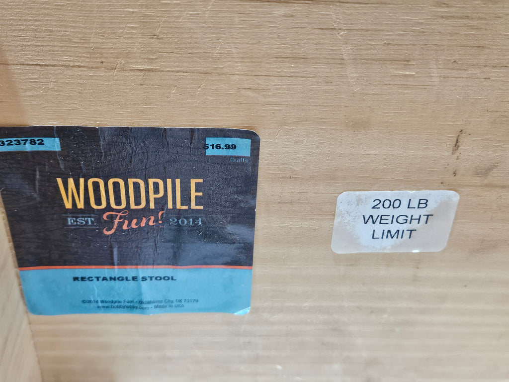 Woodpile Fun! 2011 Solid Wood Rectangle Step Stool Bench 200 Lb Weight Limit USA