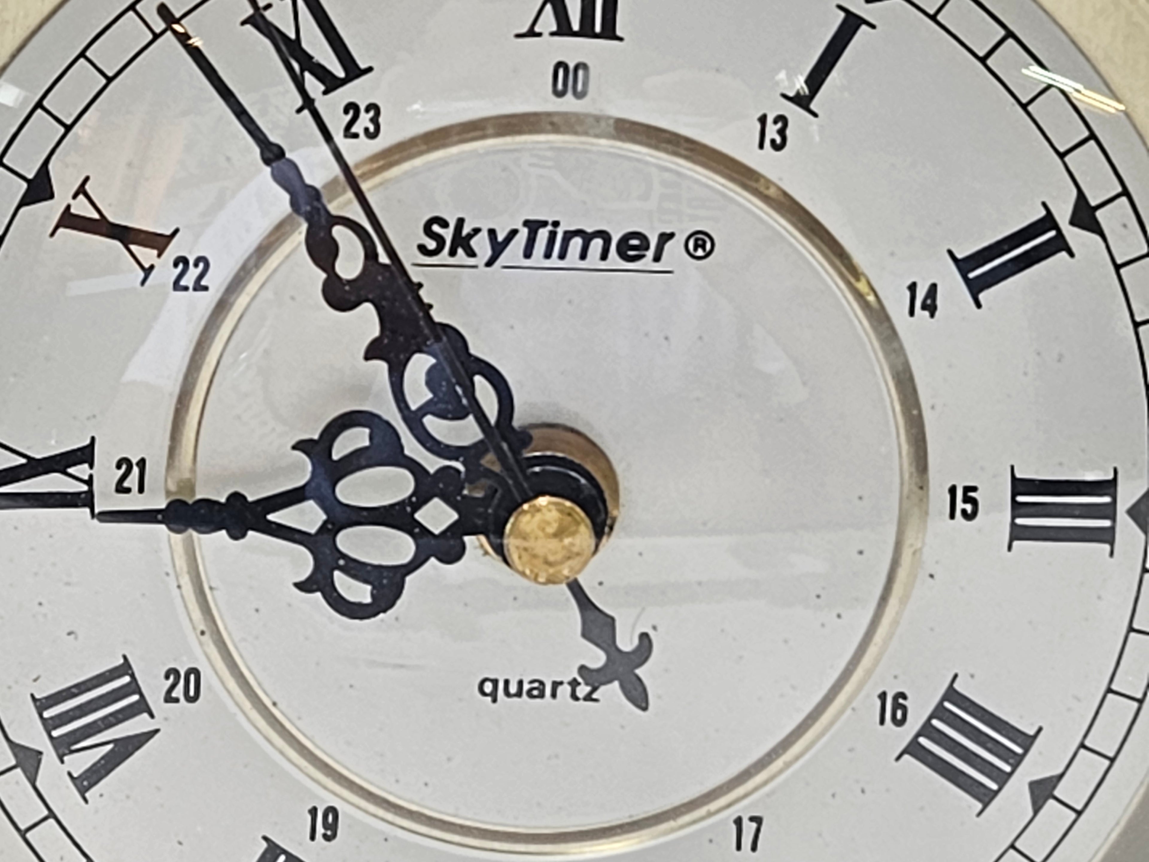 SkyTimer Quartz Wooden Mantel Clock Roman Numerals Blue White Vintage Decor Clock