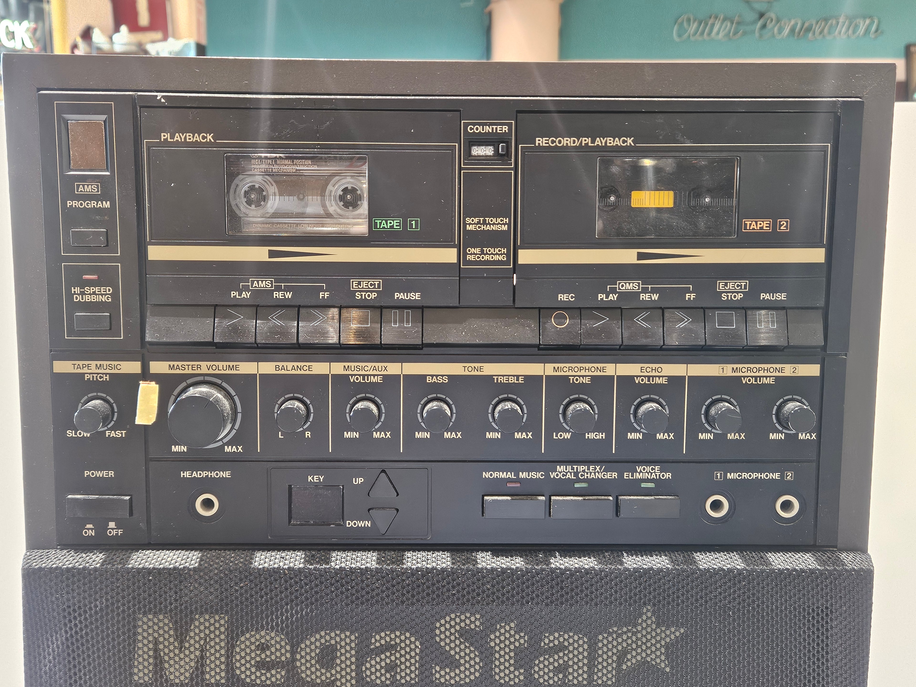 Vintage MegaStar HP-K7000 Dual Cassette Karaoke Stereo Speaker System Boombox