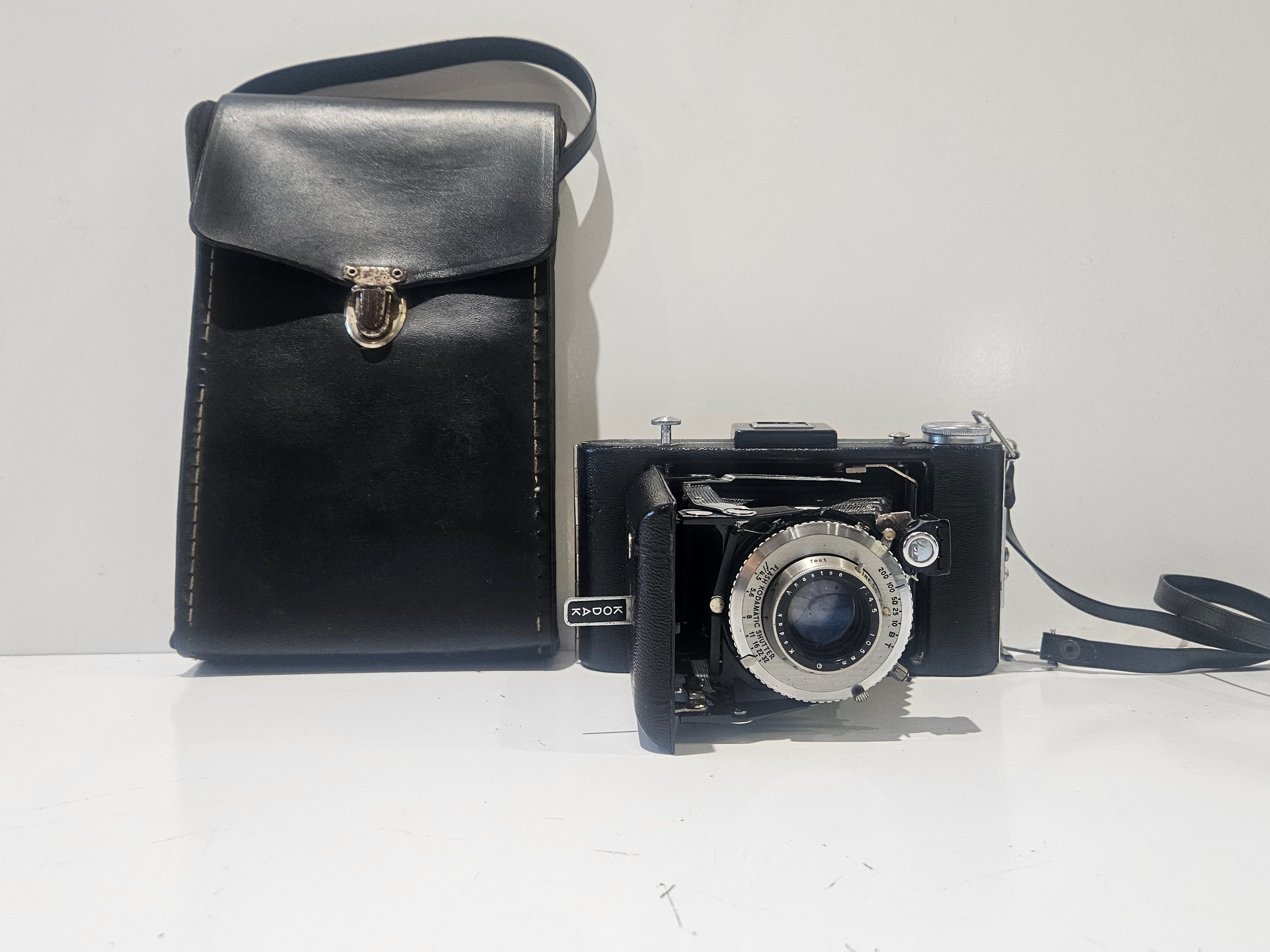 Vintage Kodak Six-20 Folding Camera with Anaston Lens & Original Leather Carrying Case