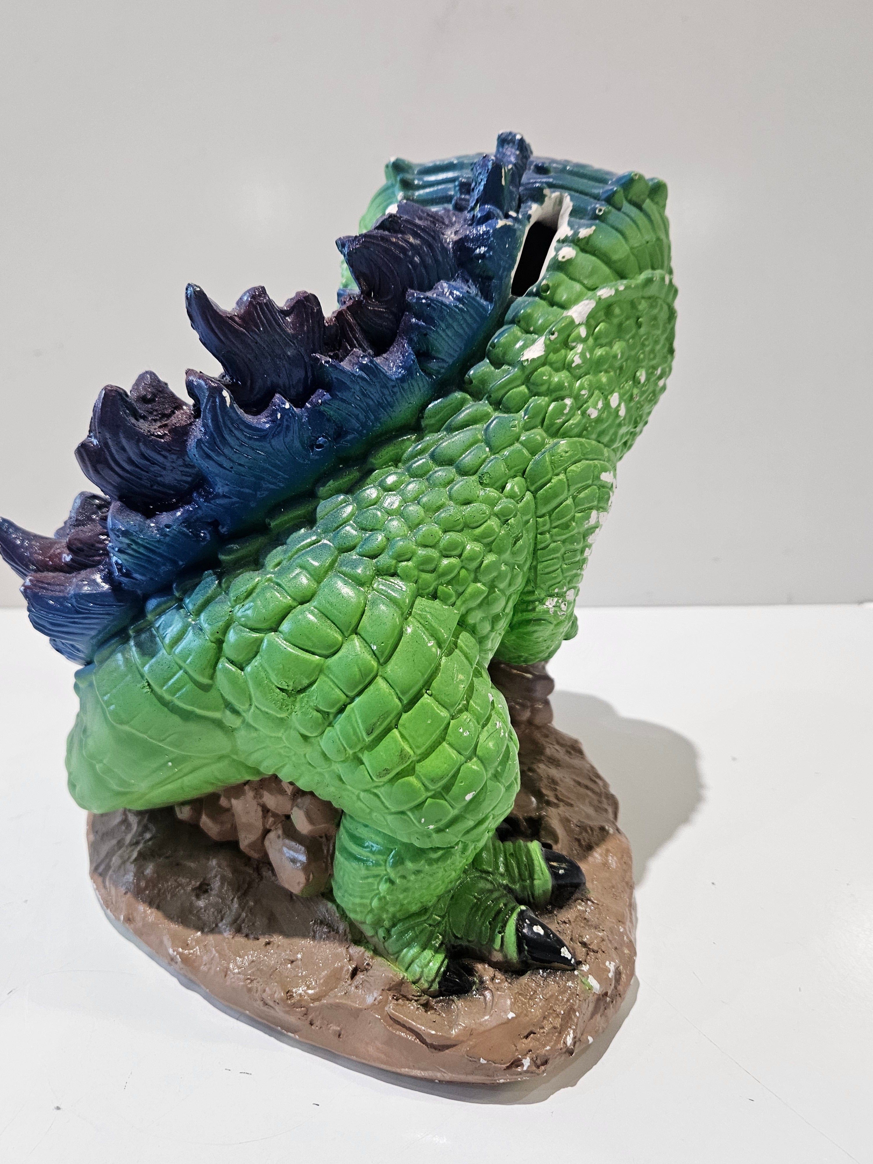 Vintage Hand Painted Ceramic Dinosaur Coin Bank Made In Mexico Collectible Decor