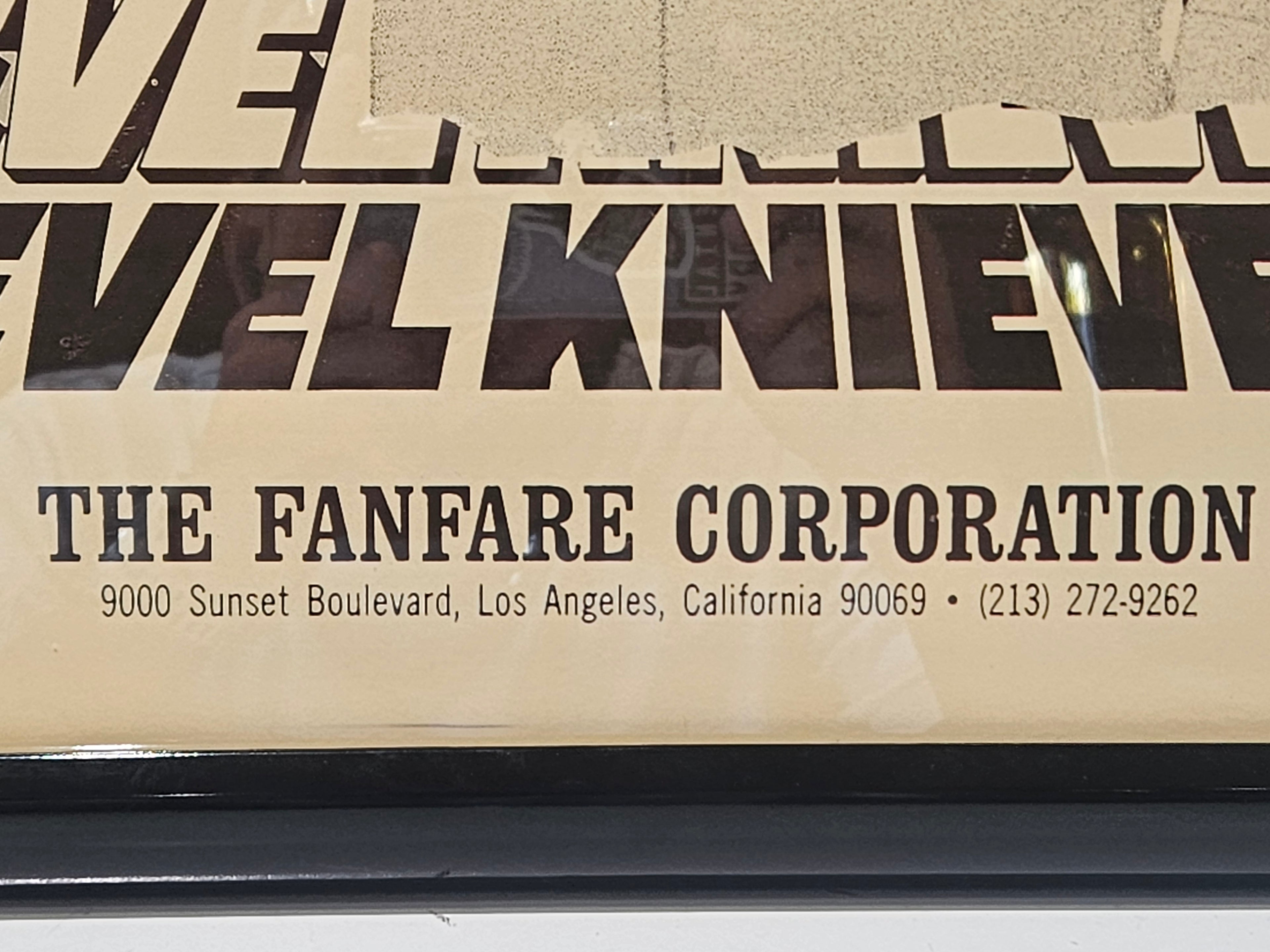 Vintage Evel Knievel Fanfare Corporation Framed Promotional Display Print Poster