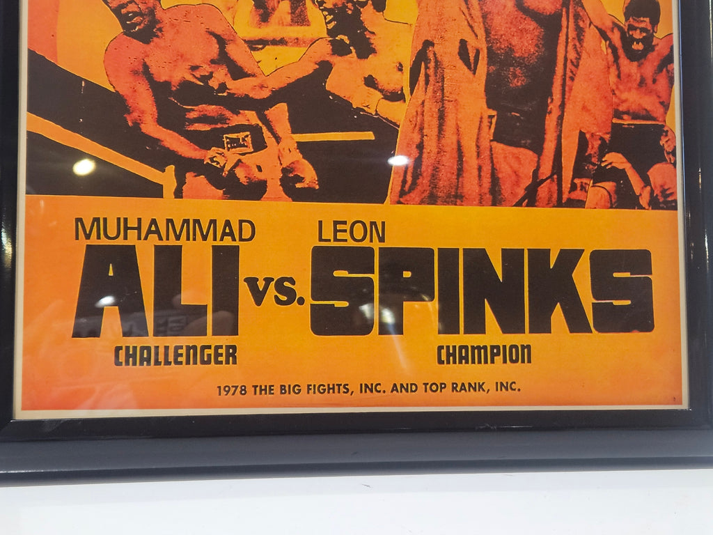Vintage 1978 Muhammad Ali Vs Leon Spinks Great Re-Match Framed Boxing Fight Poster