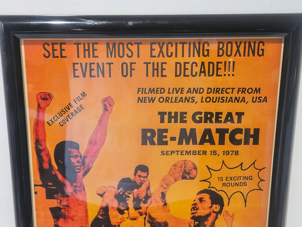 Vintage 1978 Muhammad Ali Vs Leon Spinks Great Re-Match Framed Boxing Fight Poster