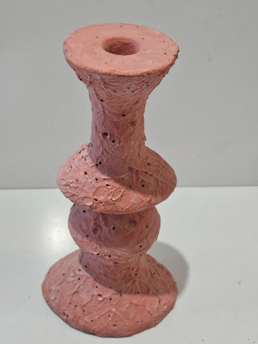 Vintage Brutalist Studio Pottery Terracotta Candle Holder Sculptural Ceramic Art