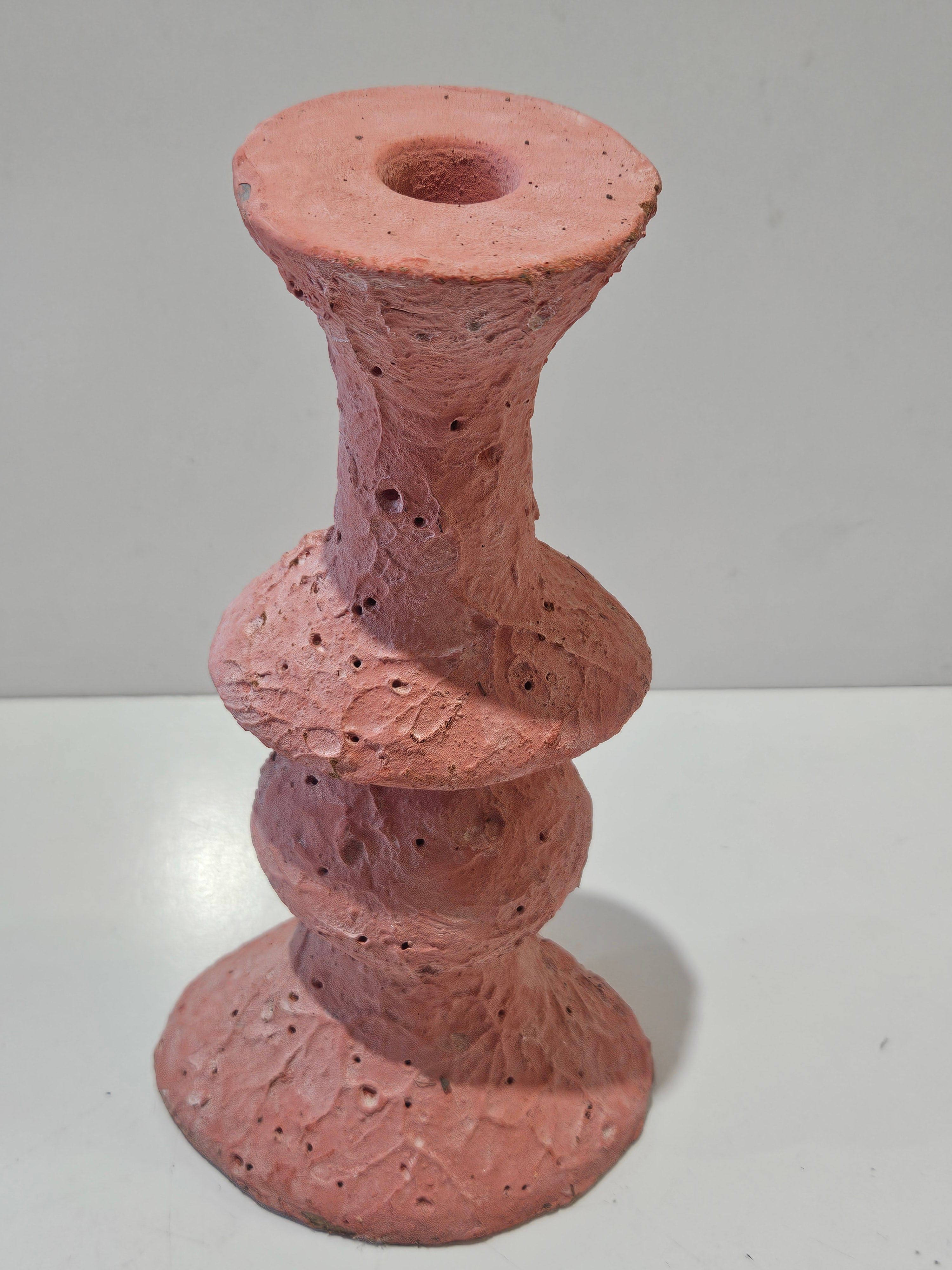 Vintage Brutalist Studio Pottery Terracotta Candle Holder Sculptural Ceramic Art