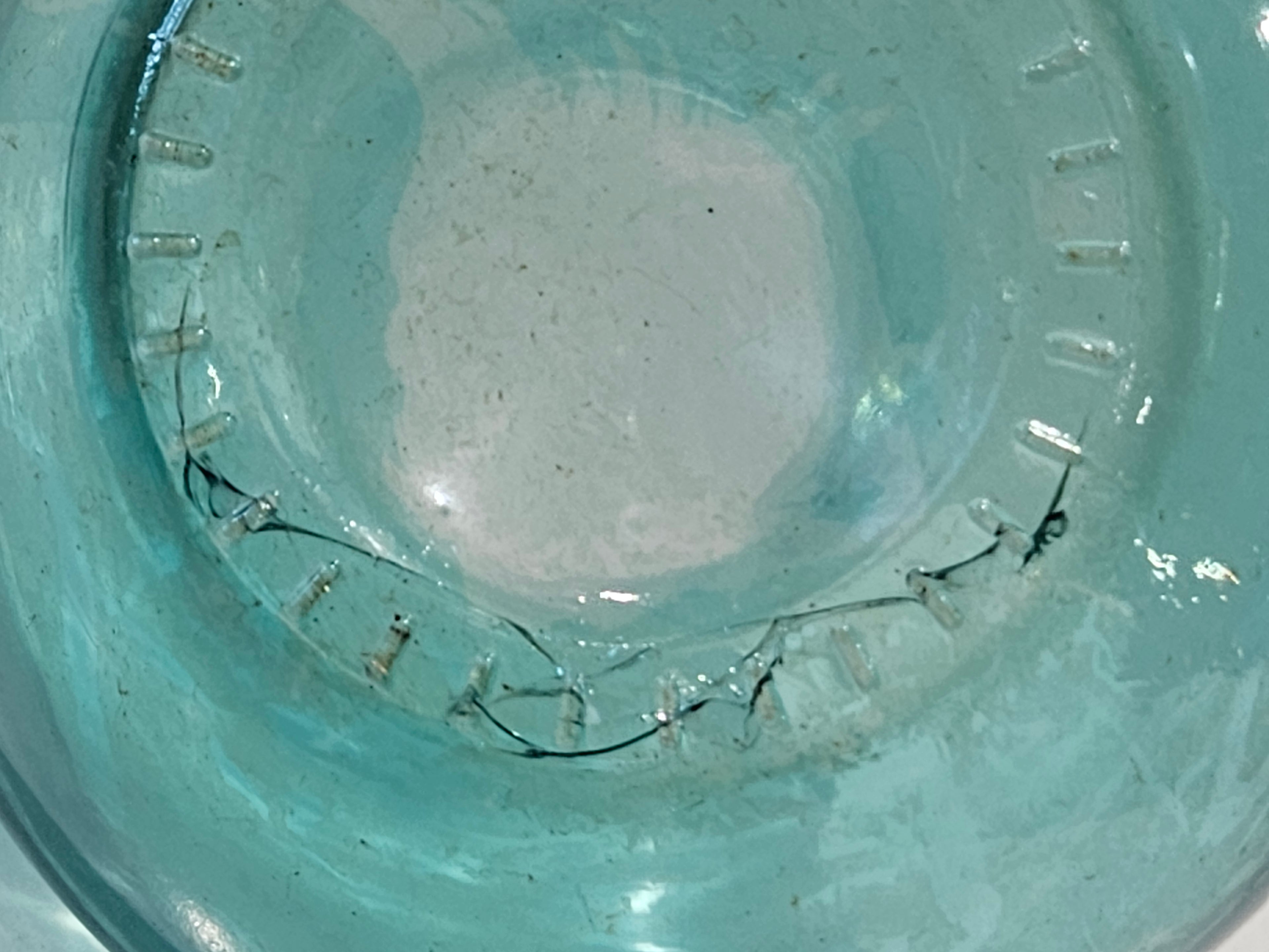 Vintage Aqua Blown Glass Demijohn Bottle Hand Blown Decorative Carboy Vase